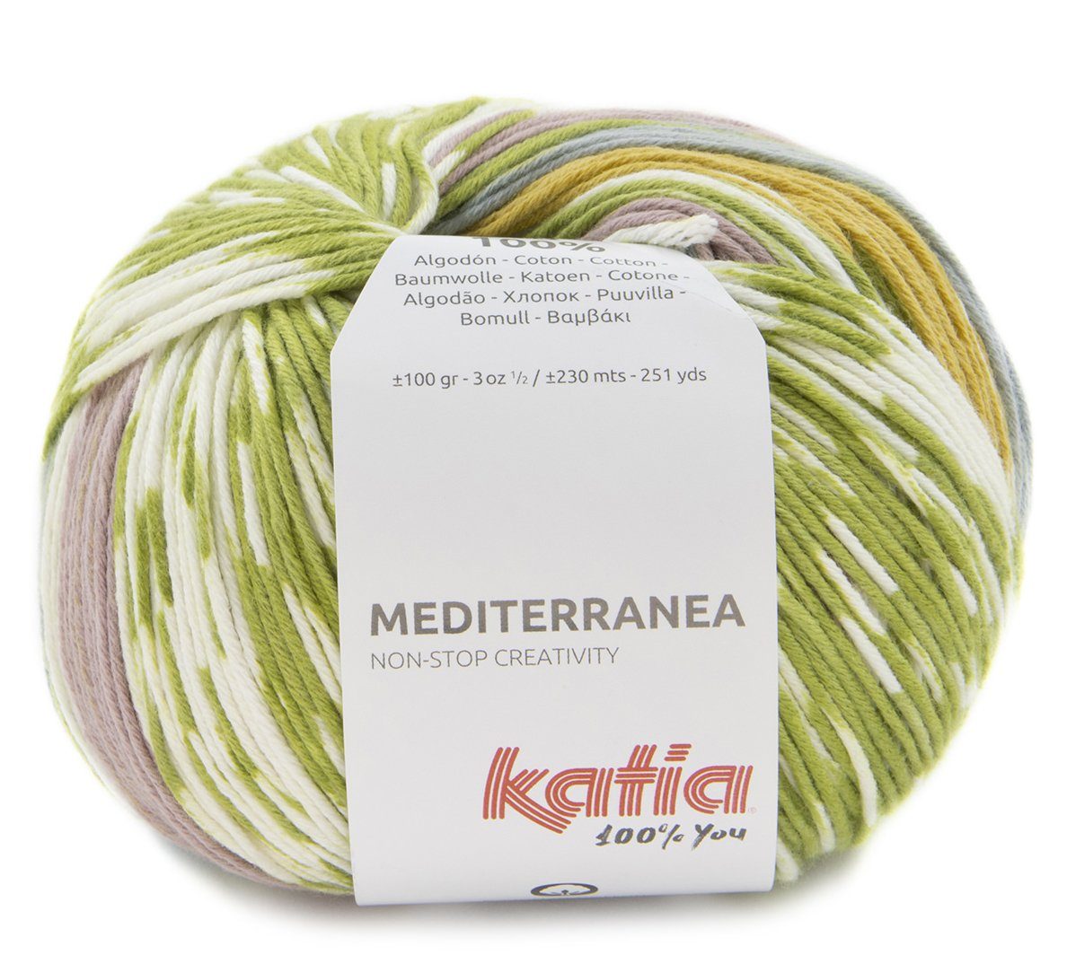 Katia Mediterranea Baumwollgarn musterbildend mit Farbverlauf Häkelwolle, (Häkelgarn, Strickgarn, Strickwolle, Handstrickgarn), reine Baumwolle
