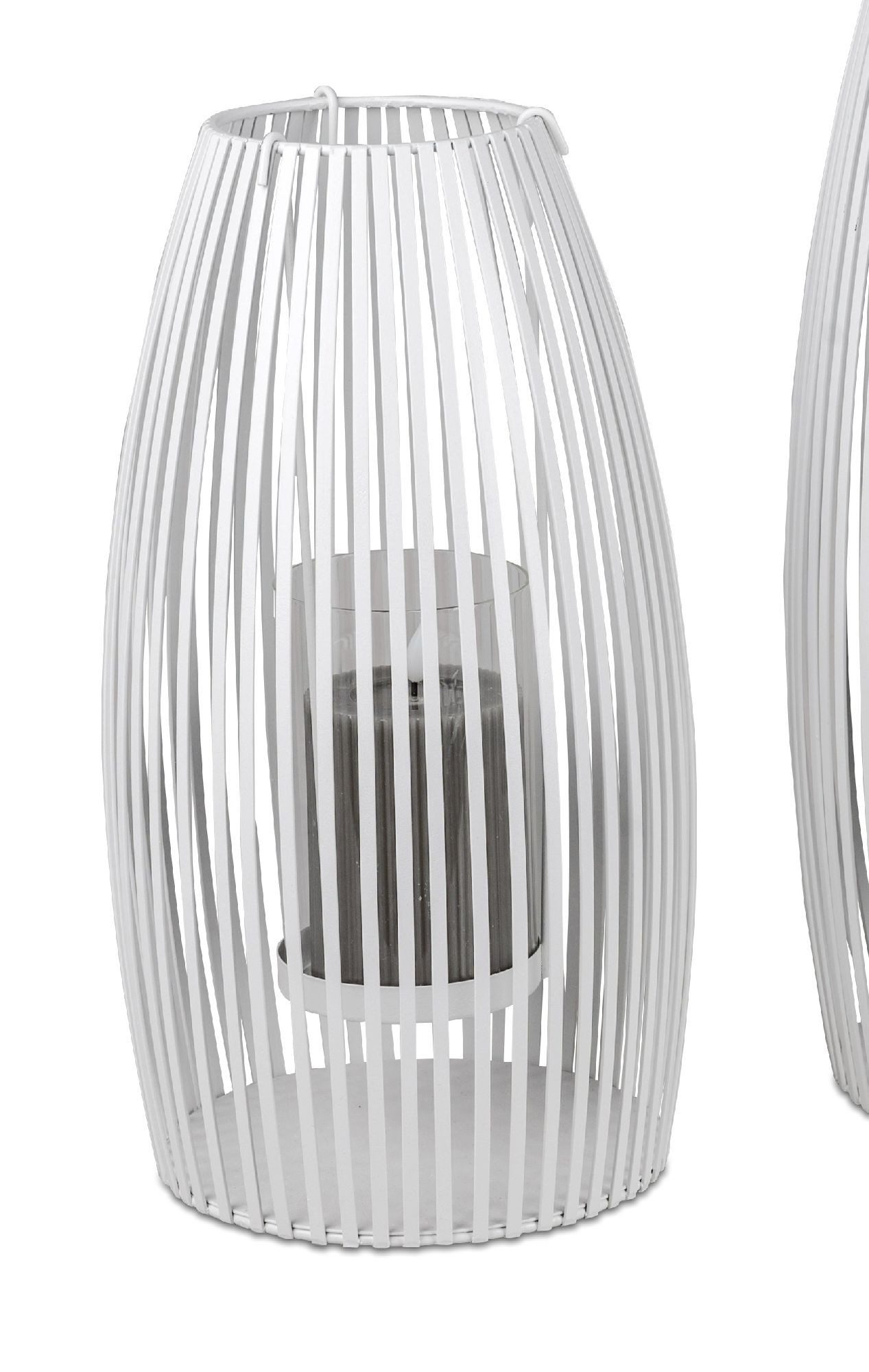 formano Windlicht Stäbe, mit Glaseinsatz, Weiß, Motiv: Stäbe