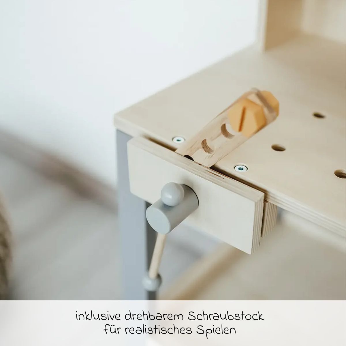 kindsgard Steckspielzeug Tinka - Grau, Kinderwerkbank Spielwerkbank Kinder Werkzeugbank