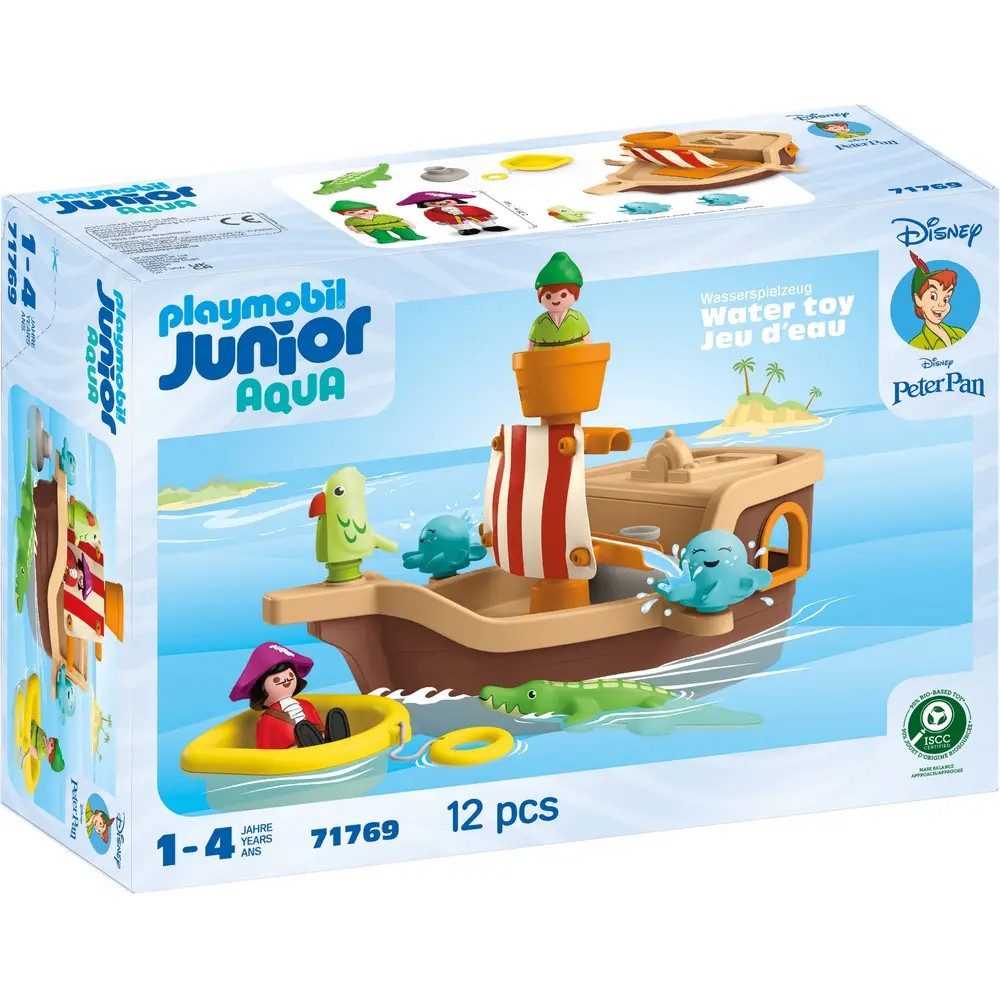 Playmobil® Actionfigur PLAYMOBIL 71769 JUNIOR & Disney: Peter Pans Piratenschiff mit Wassersp