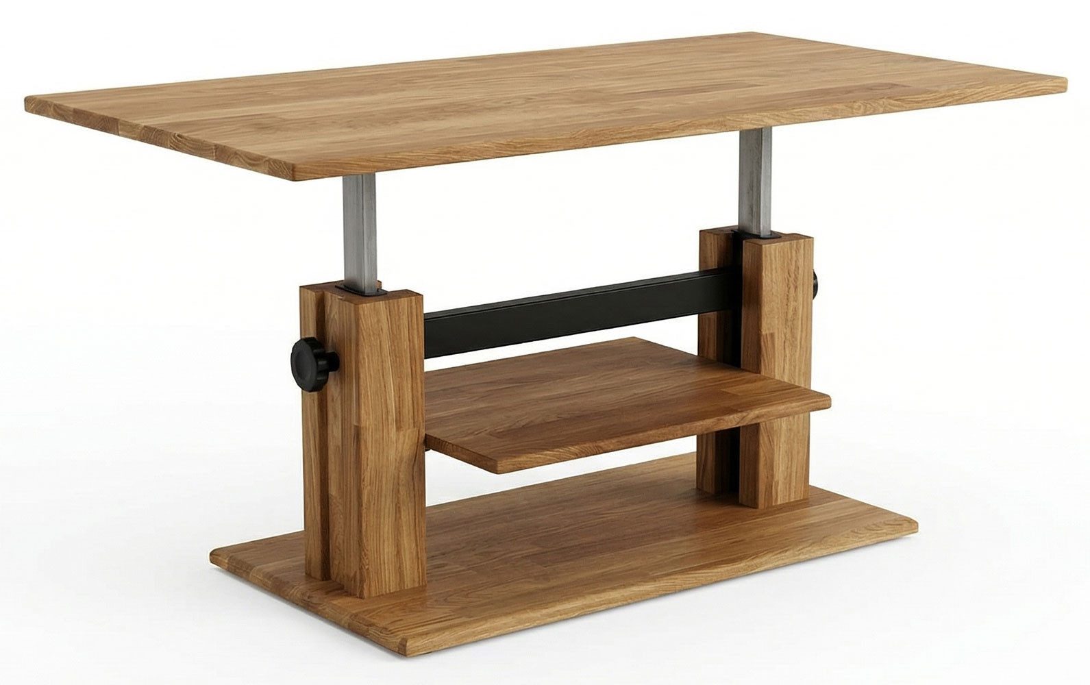 Feldmann-Wohnen Couchtisch C-20 (Massivholz, höhenverstellbar, 1-St., moderne Optik, Massivholz, höhenverstellbar), 110x62x48-64cm höhenverstellbar Eiche geölt Massivholz