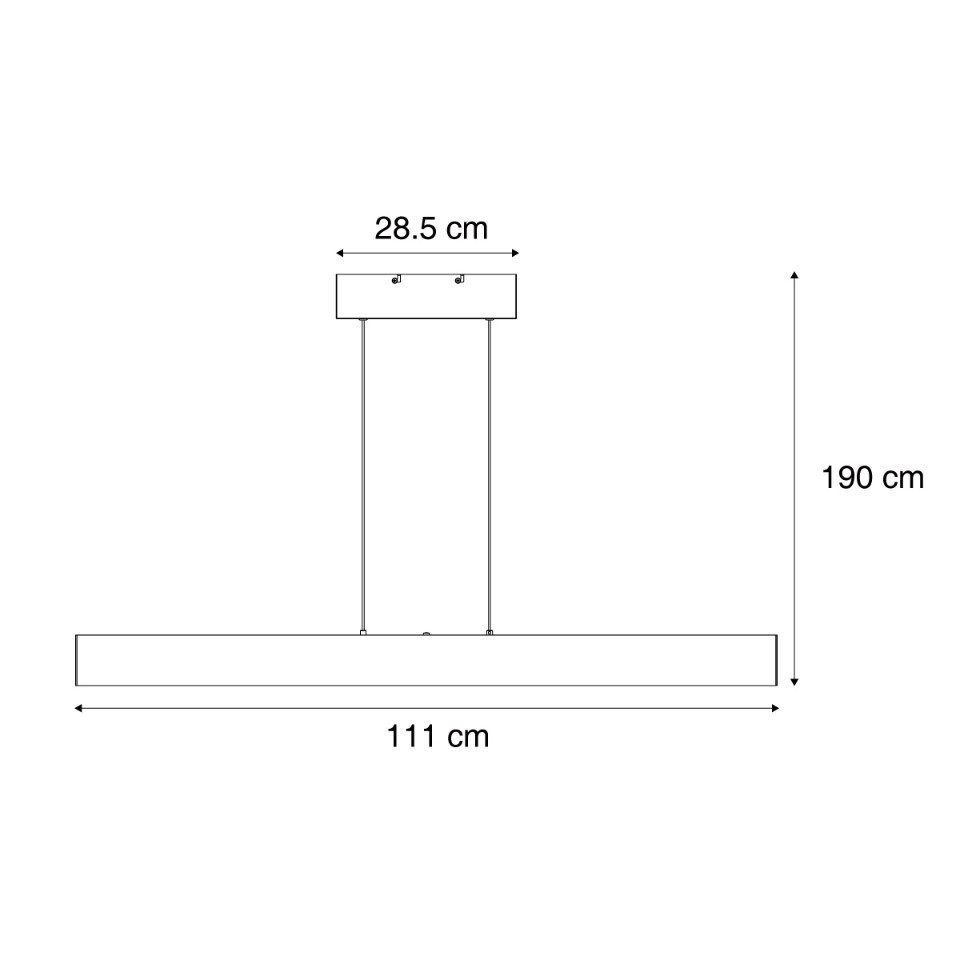 Qazqa Pendelleuchte Straight, Dimmbar, LED fest integriert, Extra-Warmweiß, QAZQA Hängeleuchte, integrated, Messing, Kunststoff, Modern