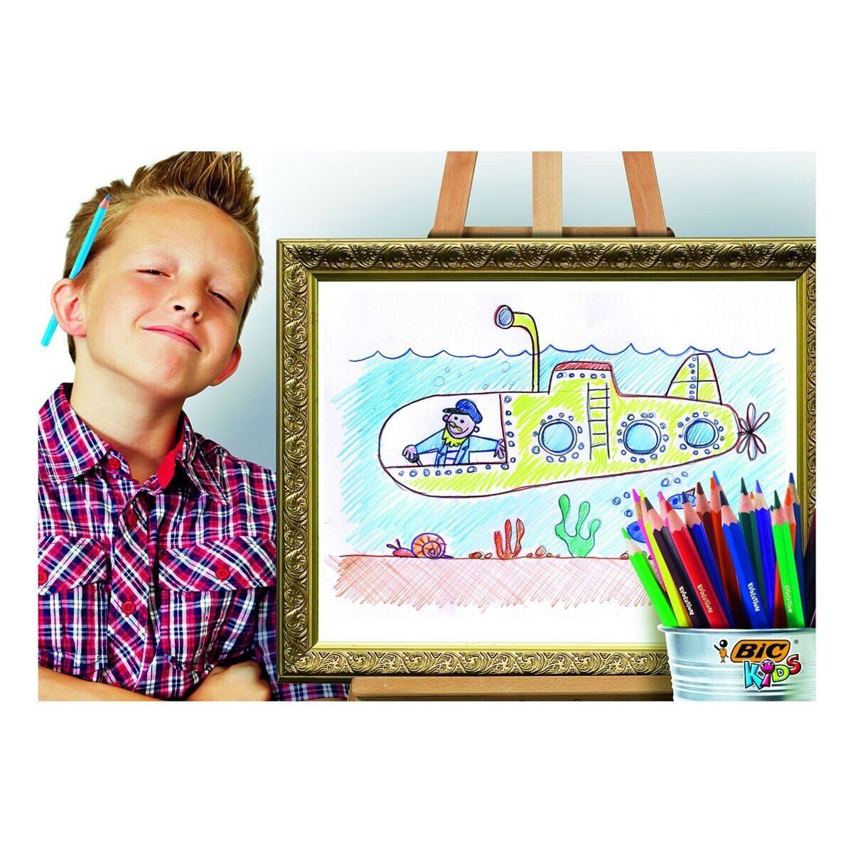 BIC Buntstift Kids - ECOlutions Evolution, (12-tlg), Schaft aus ca. 50% Recyclingmaterial / holzfrei