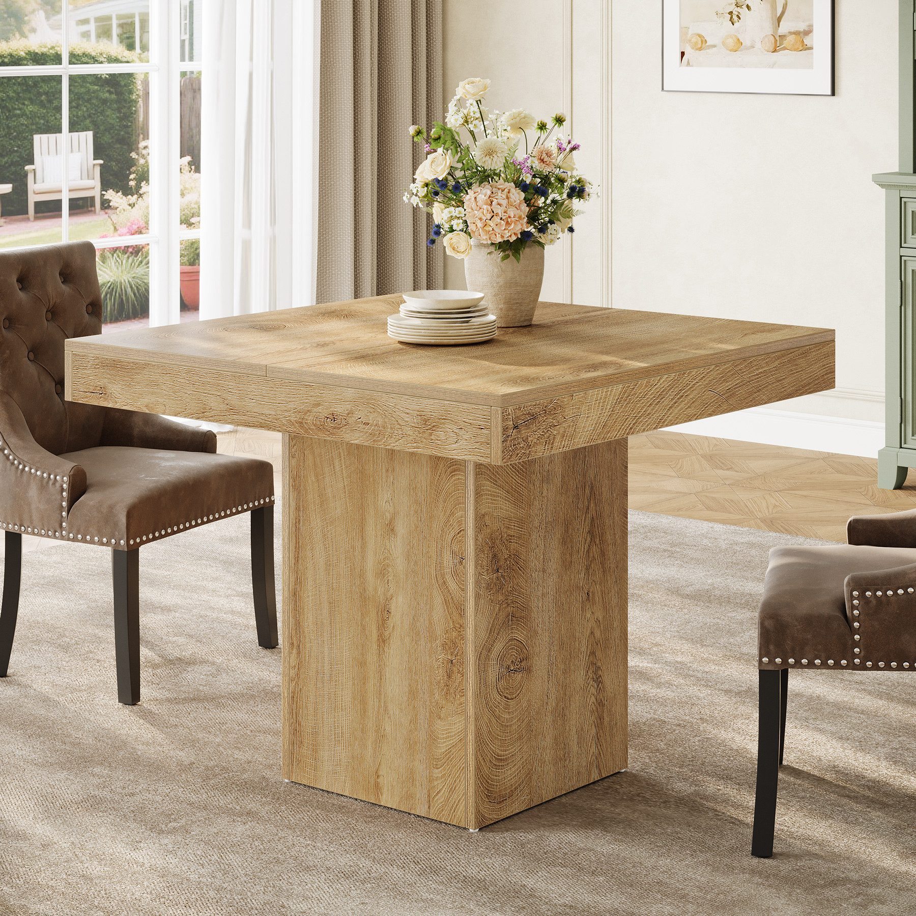 Tribesigns Esstisch Quadratischer Küchentisch für 4 Personen, 100 cm Holz Esszimmertische – Bild 4 von 5