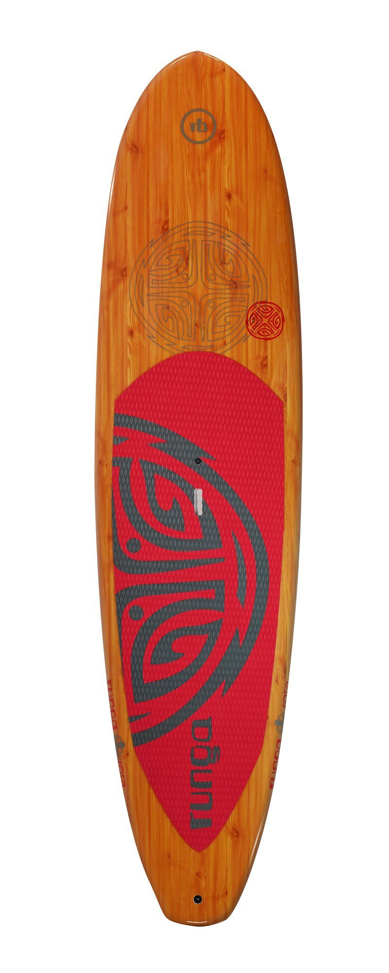 Hard Allrounder, & 3-tlg. coiled SUP-Board ROTA Up SUP, RED Finnen-Set) leash Paddling Inkl. Stand (9.6, Runga-Boards Board