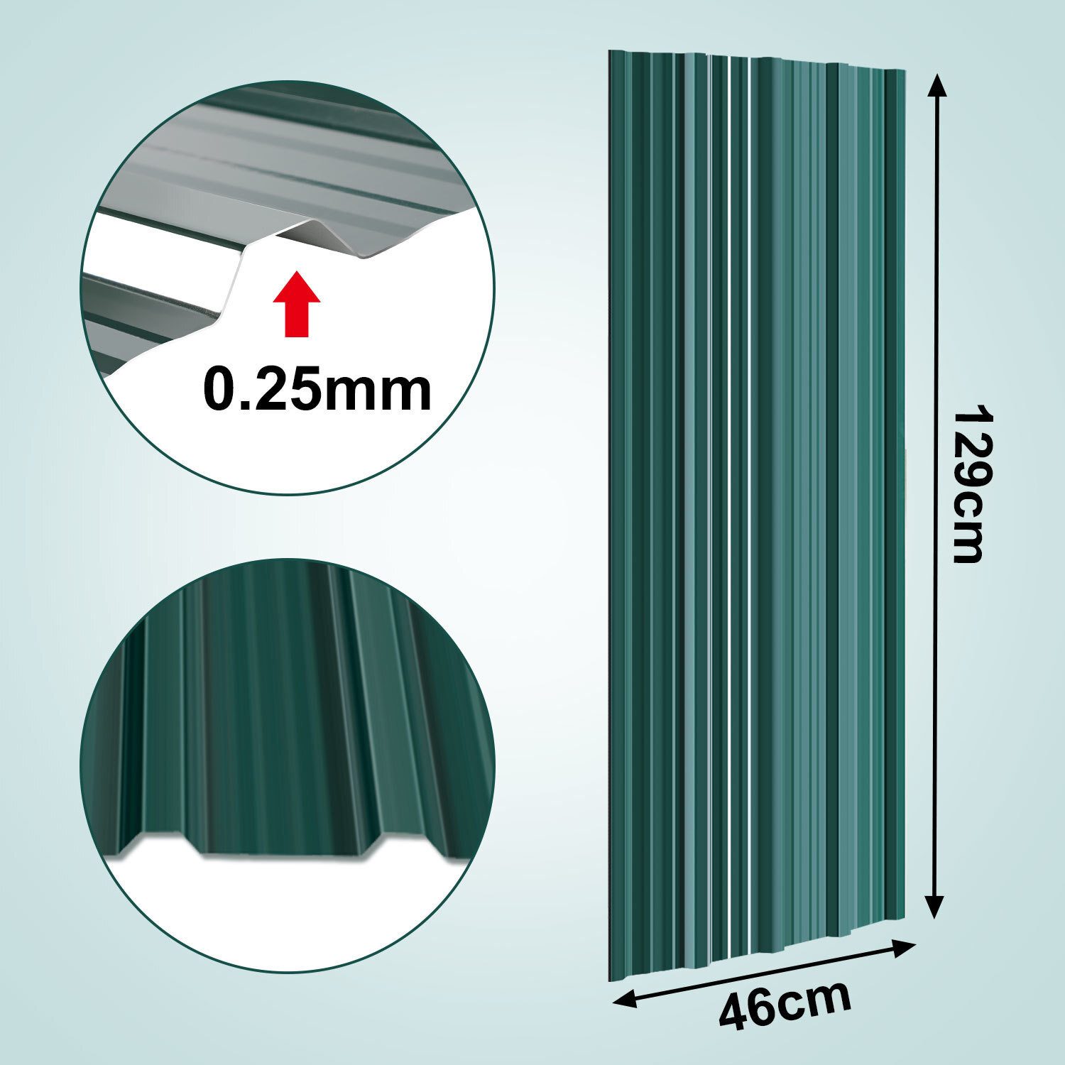 Clanmacy Trapezblech Trapezblech 24er Set Profilblech Trapezblech mit Handschuhe 14m², 129x46x0.25 mm (Set 24-St) UV-Schutz, Wasserfest, Wetterfest, Rostresistent, Korrosionsbeständig
