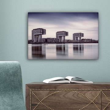 OneMillionCanvasses® Leinwandbild Kranhaus - Köln - See, (1 St), Wandbild Leinwandbilder, Aufhängefertig, Wanddeko, 30x20 cm