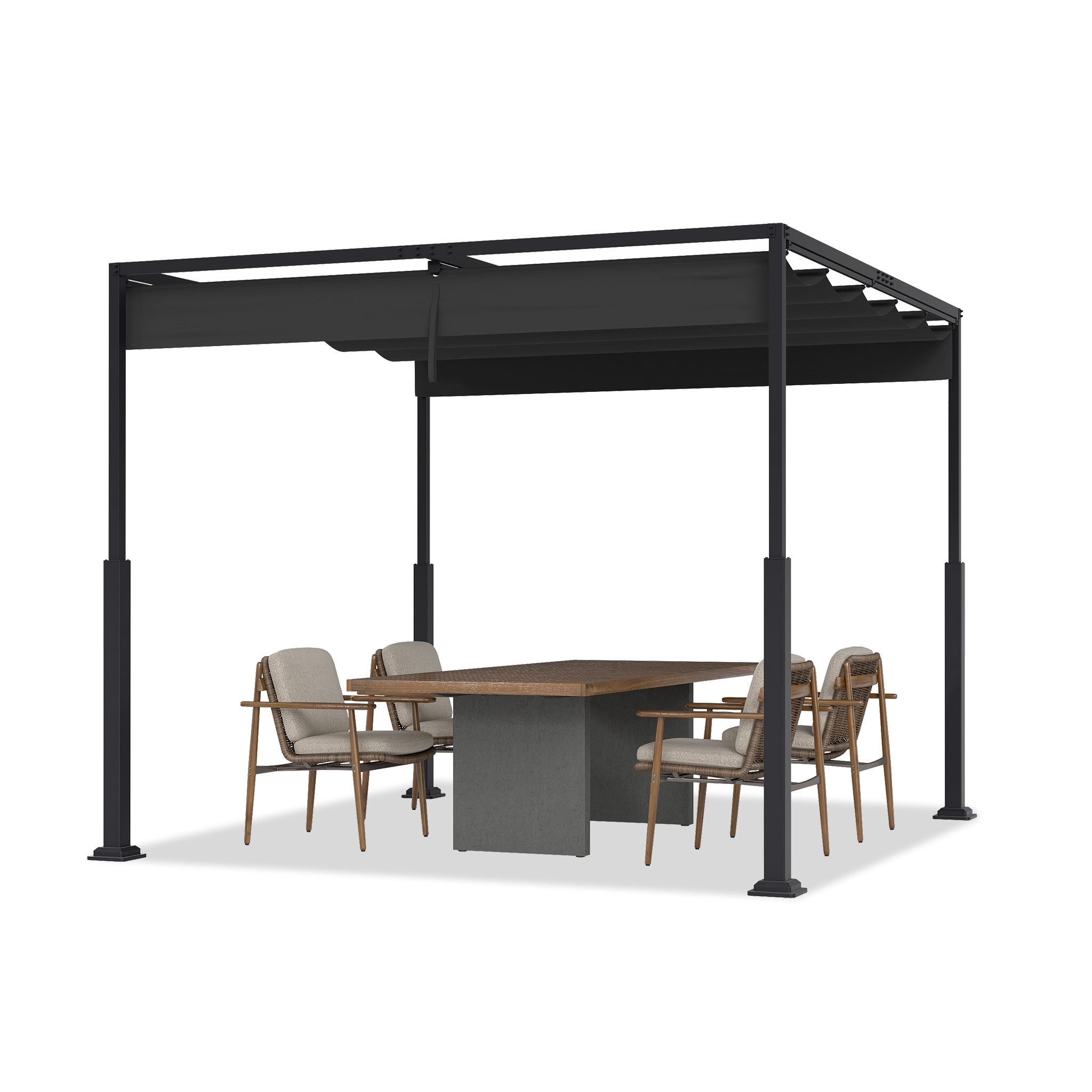 FIVMEN Pergola Pergola mit Schiebedach Gartenpavillon Terrassendachung aus Metall