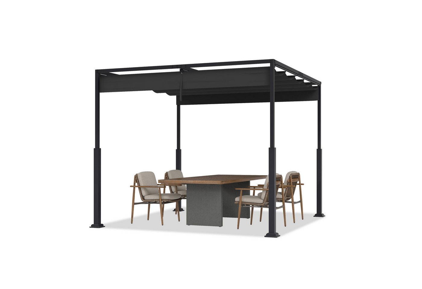 FIVMEN Pergola Gartenpavillon mit Schiebedach Terrassendachung aus Metall
