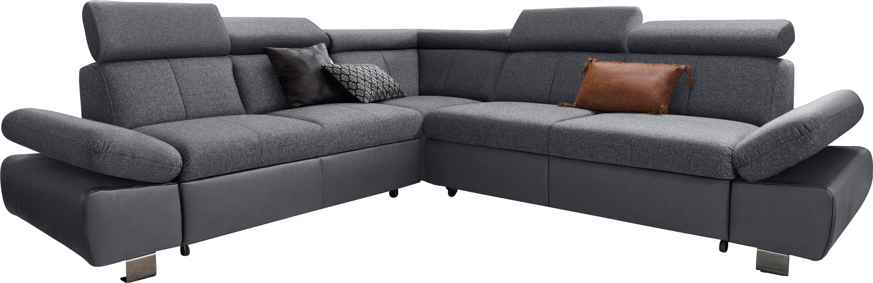 exxpo - sofa fashion Ecksofa Happy, L-Form, inkl. Kopf- und Armteilverstellung, wahlweise mit Bettfunktion