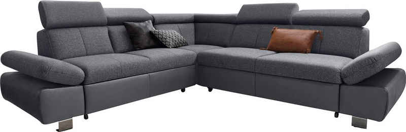 exxpo - sofa fashion Ecksofa Happy, inkl. Kopf- und Armteilverstellung, wahlweise mit Bettfunktion, L-Form