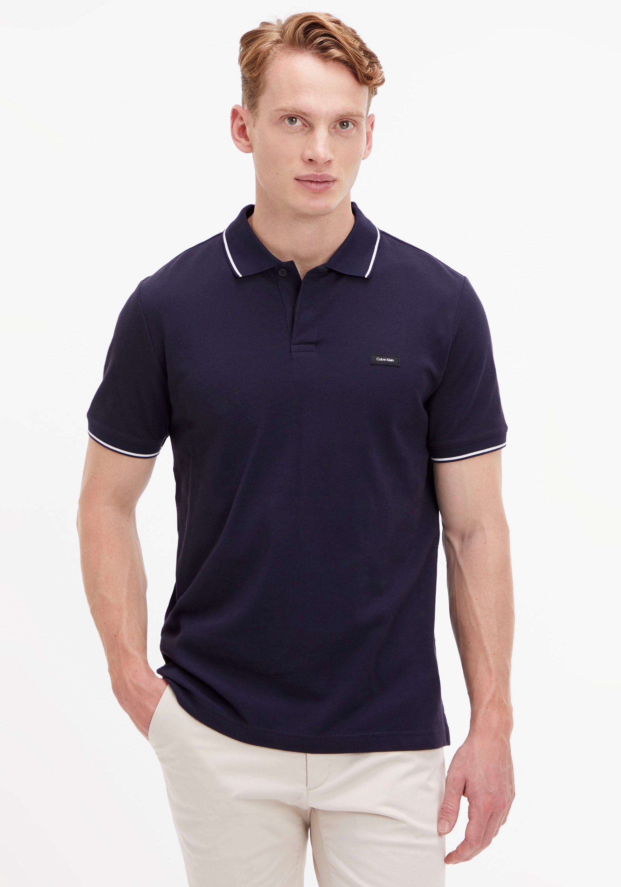 Calvin Klein Poloshirt mit Calvin Klein Logo auf der Brust marine