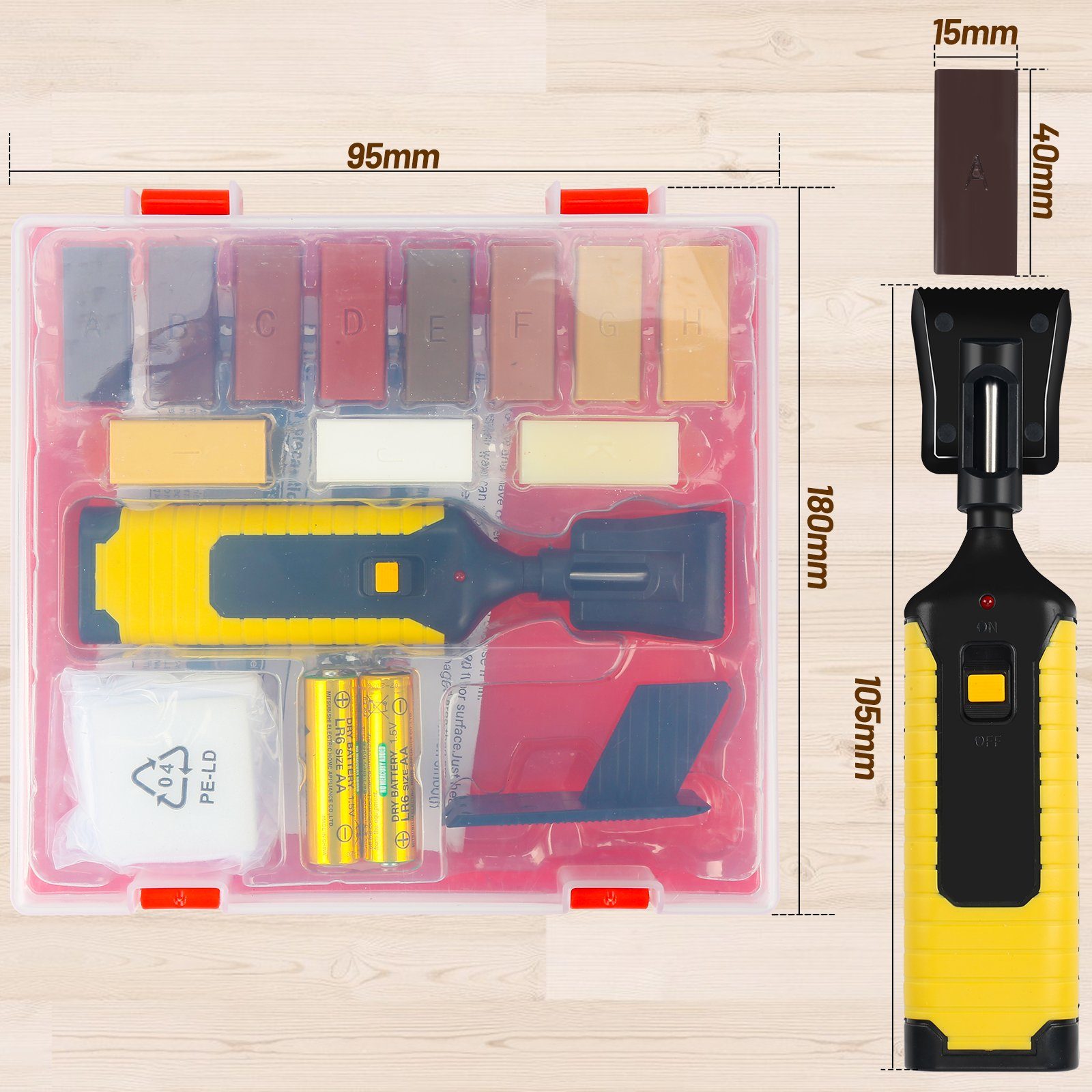 Reparaturset Bodenfliese Farbe, 11 Wachs Wachs Set Laminat Parkett Holz Reparatur Set, Farbtöne TolleTour