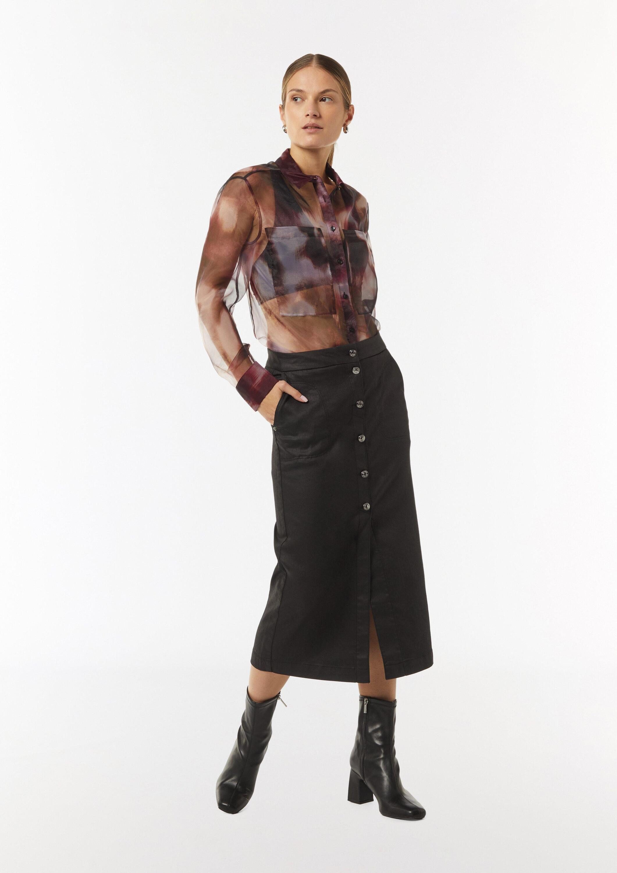 comma Langarmbluse Bluse Transparente Hemdbluse aus Organza