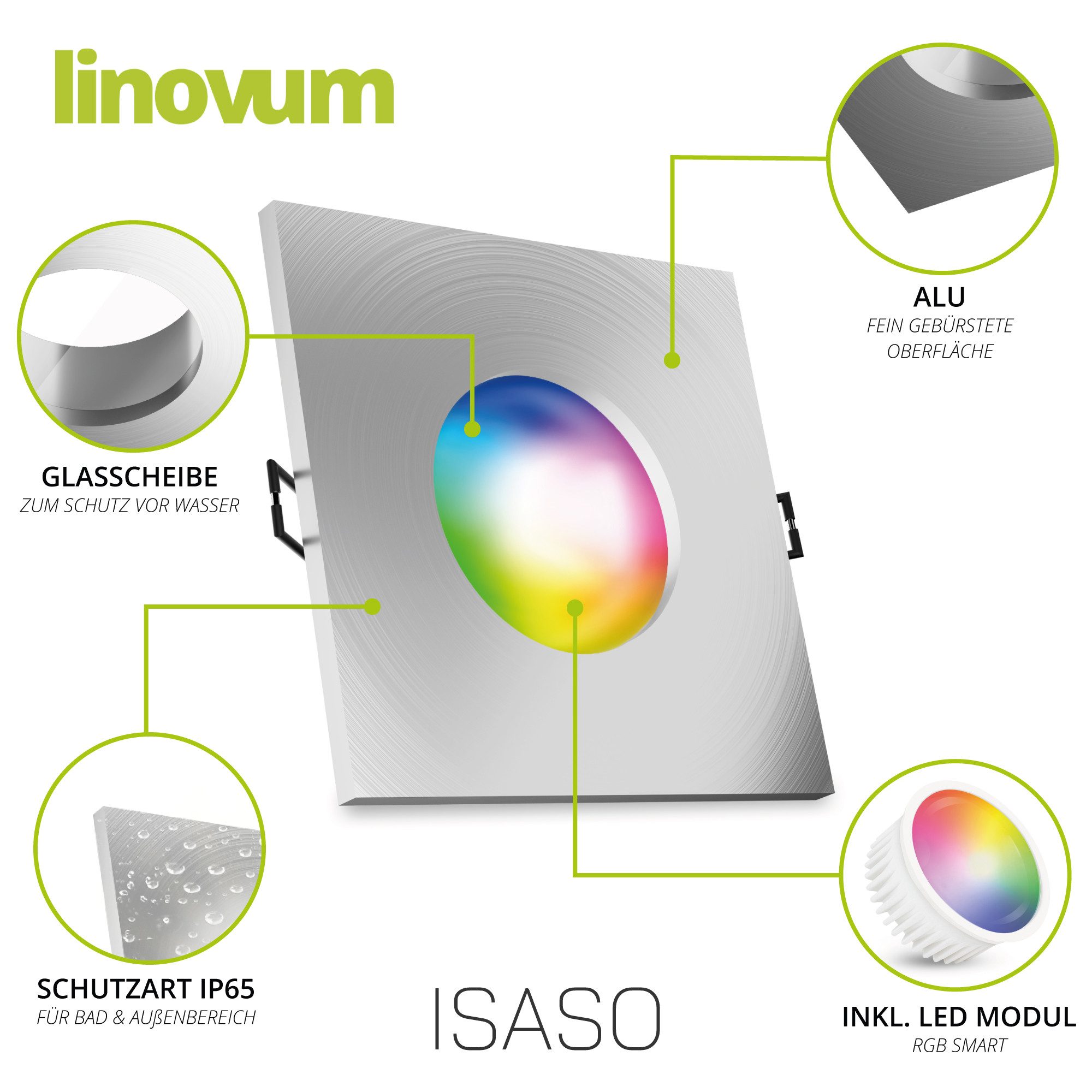 linovum LED Einbaustrahler ISASO Einbauleuchte IP65 günstig online kaufen