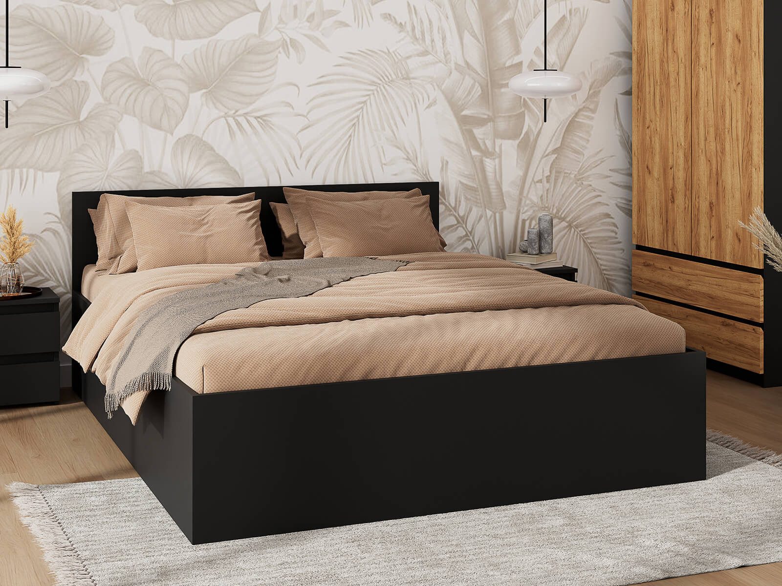 Home Collective Bett Doppelbett Bettgestell mit Lattenrost und Stauraum Stauraumbett (Größen: 90x200, 120x200, 140x200, 160x200, 180x200 cm), inkl. flexiblem La – Bild 5 von 5