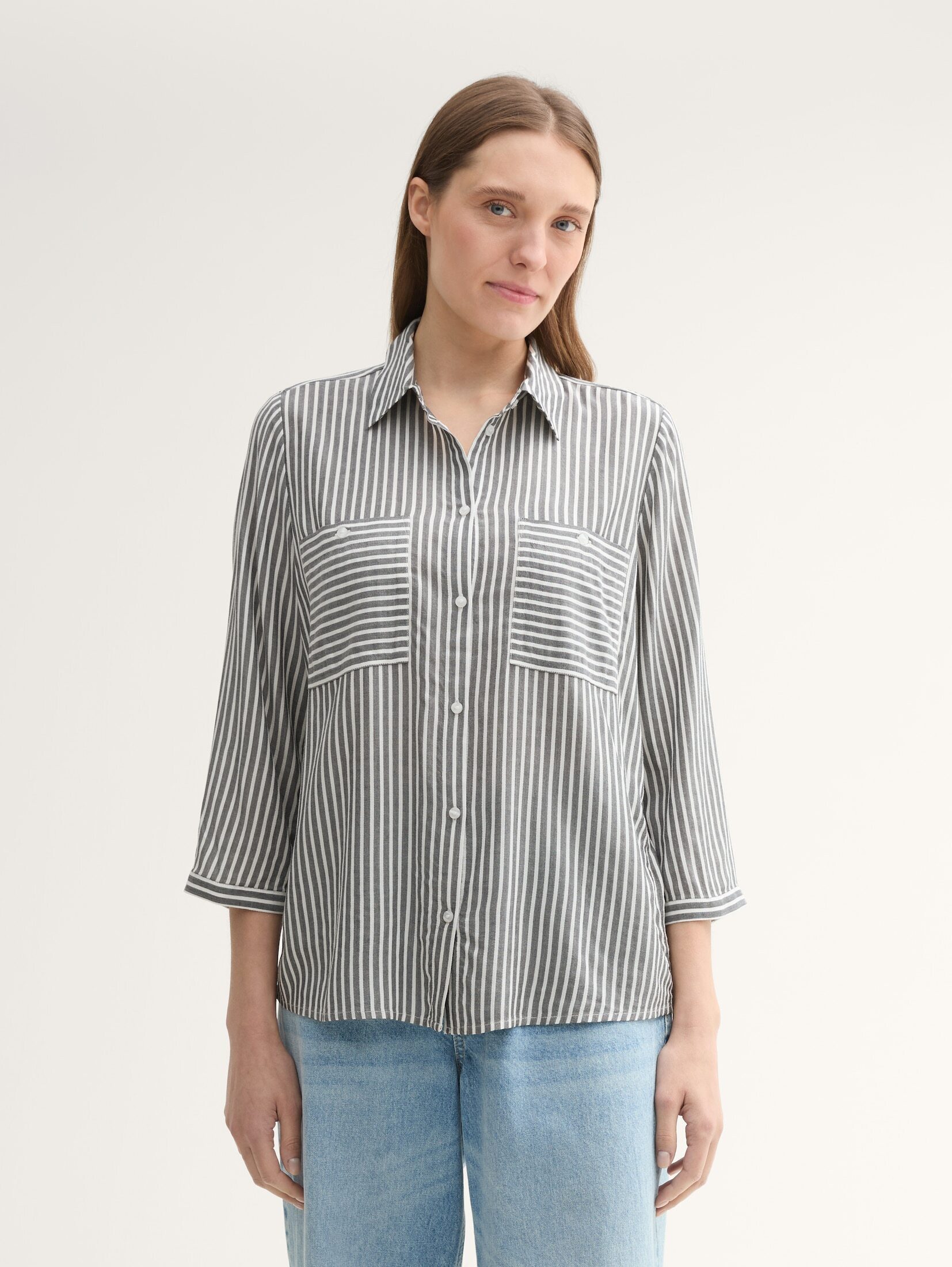 Langarmbluse Gestreifte Bluse mit LENZING™ ECOVERO™