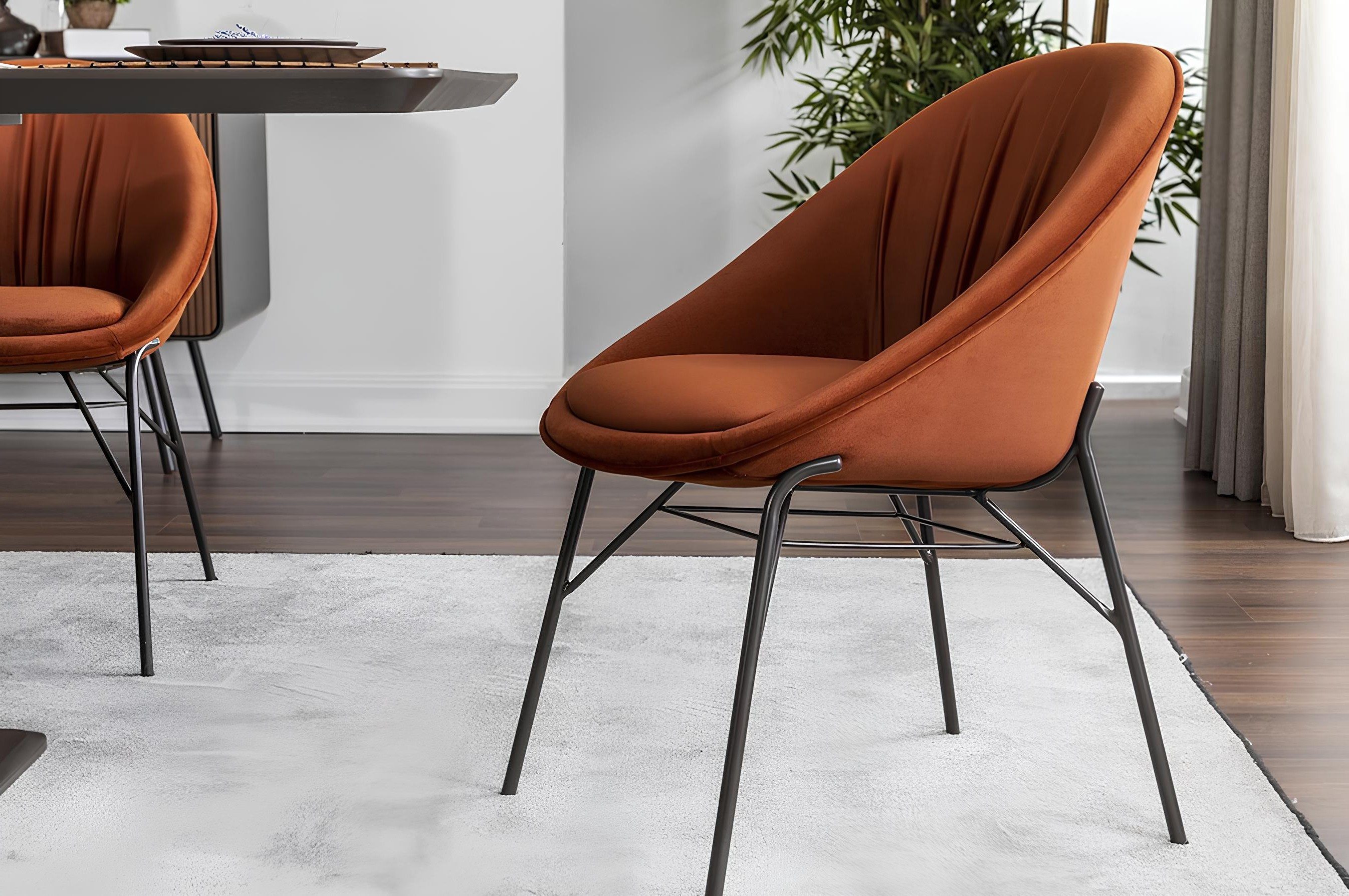 Xlmoebel Esszimmerstuhl 6tlg. Garnitur Küchenstuhl Lehnstuhl Stoff Orange (Garnitur, 6 St), Made in Europa