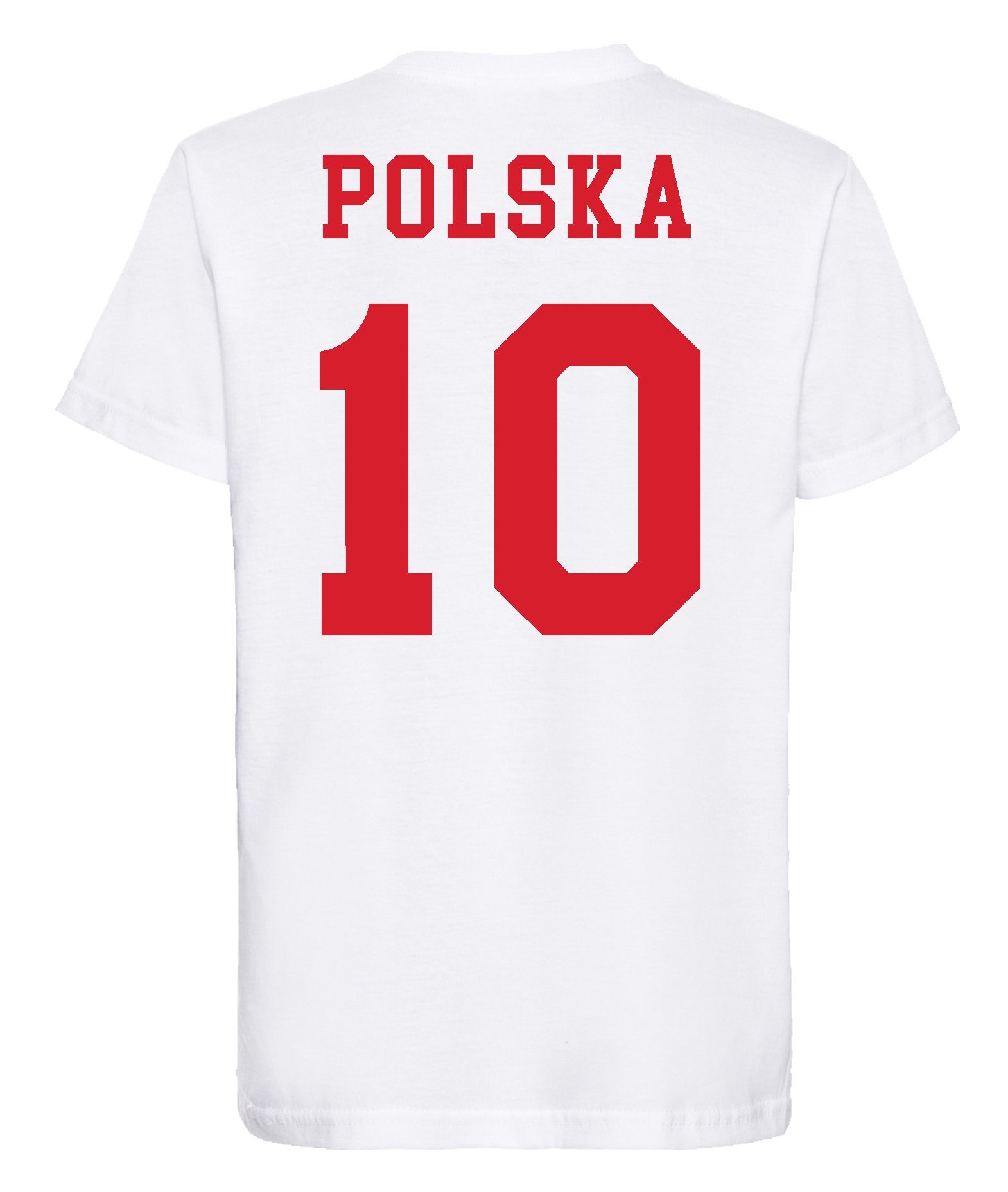 Trikot Motiv Kinder Fußball T-Shirt trendigem Weiß Youth Polen Designz im T-Shirt mit Look