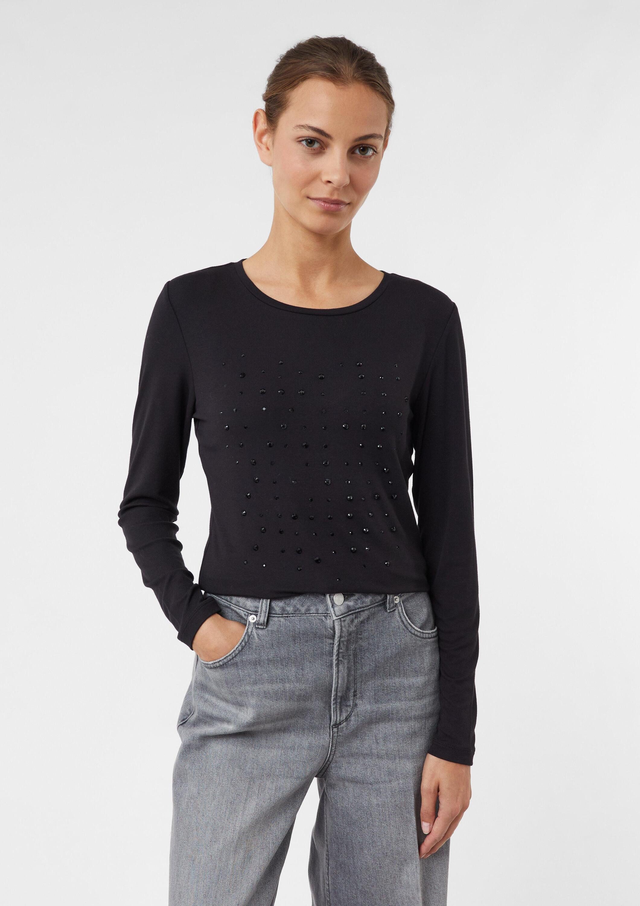 comma Langarmshirt T-Shirt Langarmshirt aus Jersey mit Schmucksteinen günstig online kaufen