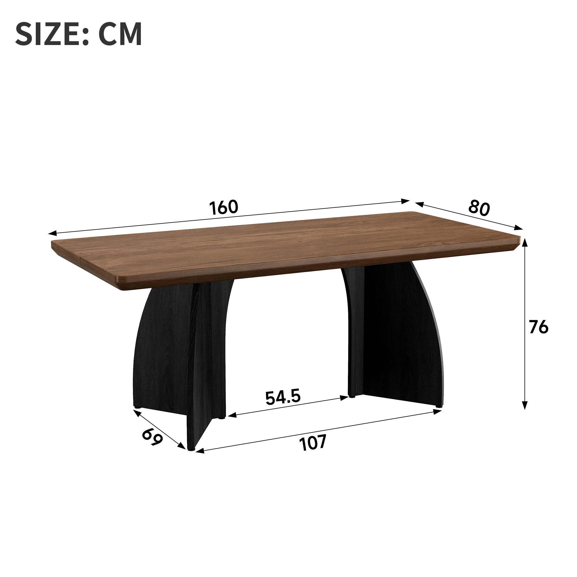 kowdom Esstisch 160x80cm 4-6 Pers. 4cm Platte wasserfest kratzfest Walnuss (Tisch), Wasserfest, Kratzfest, 4 cm dicke Tischplatte