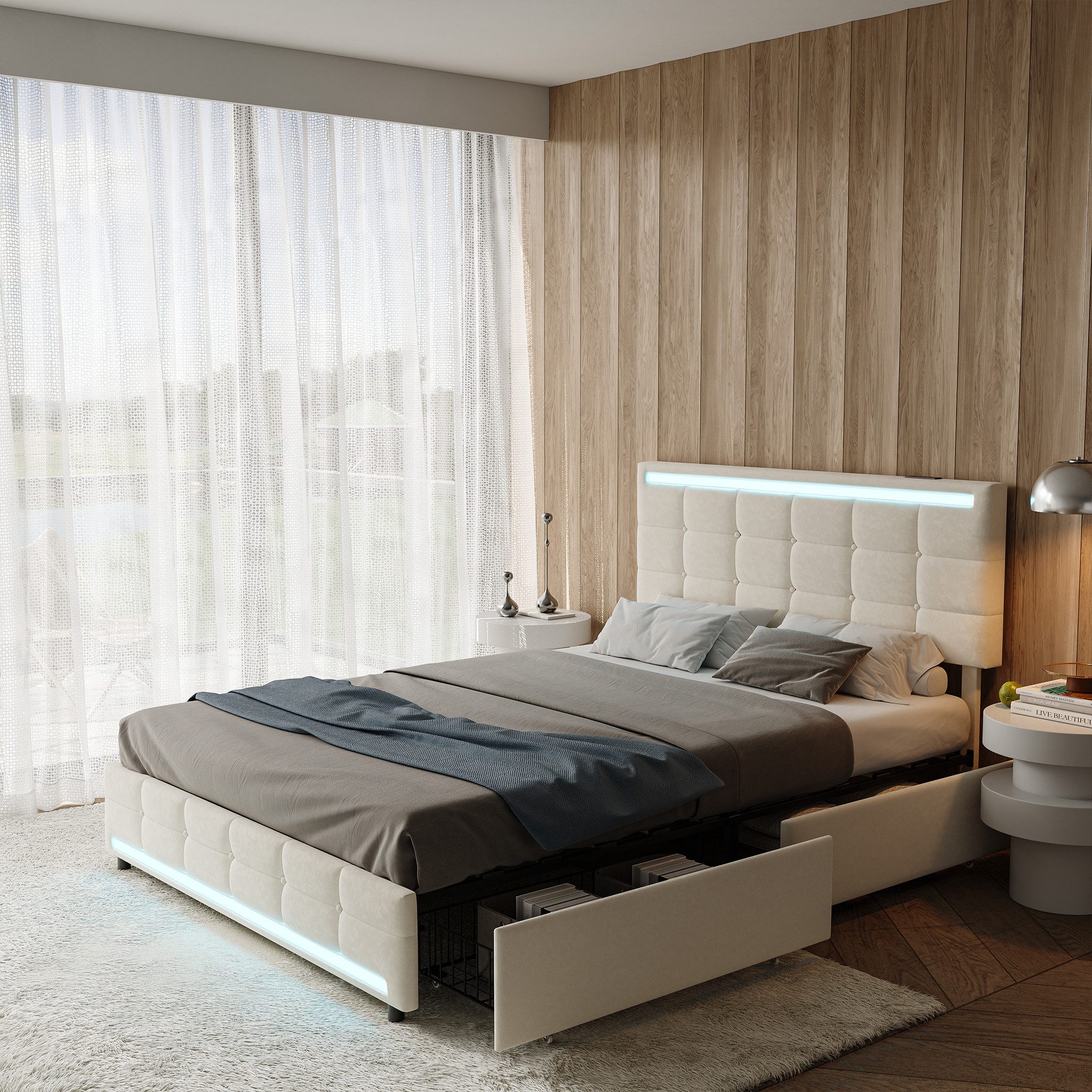 PXloue Polsterbett LED Doppelbett (Geeignet für günstig online kaufen