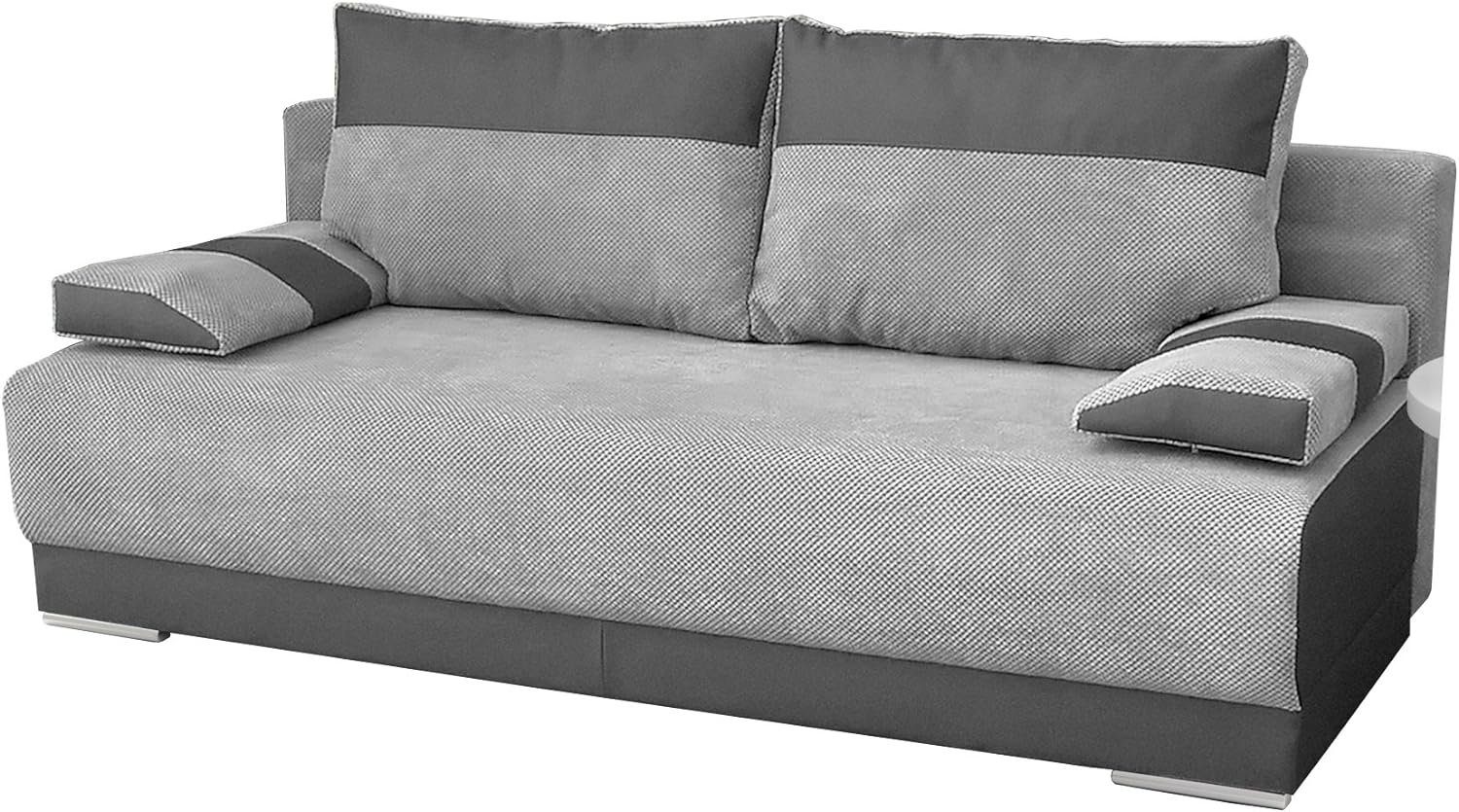 Bettkasten mit - Couch 90 NISA, Polstersofa Wohnlandschaft, Schlaffunktion und MOEBLO Dunkelgrau für Madryt + + Wohnzimmer, DOT Grau Schlafsofa 195 Sofagarnitur