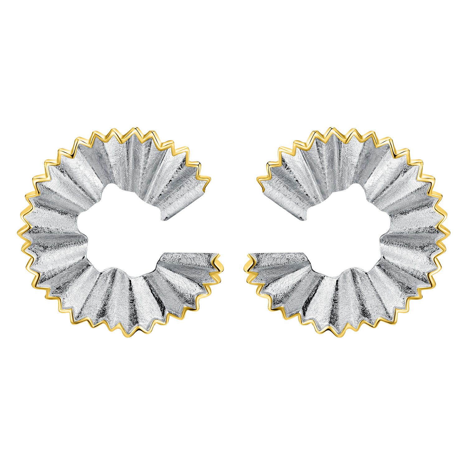 Runde Perlé Paar Ohrstecker große Bleistift Späne Ohrstecker, handgefertigte Ohrringe, 925er Silber, 18K Gold