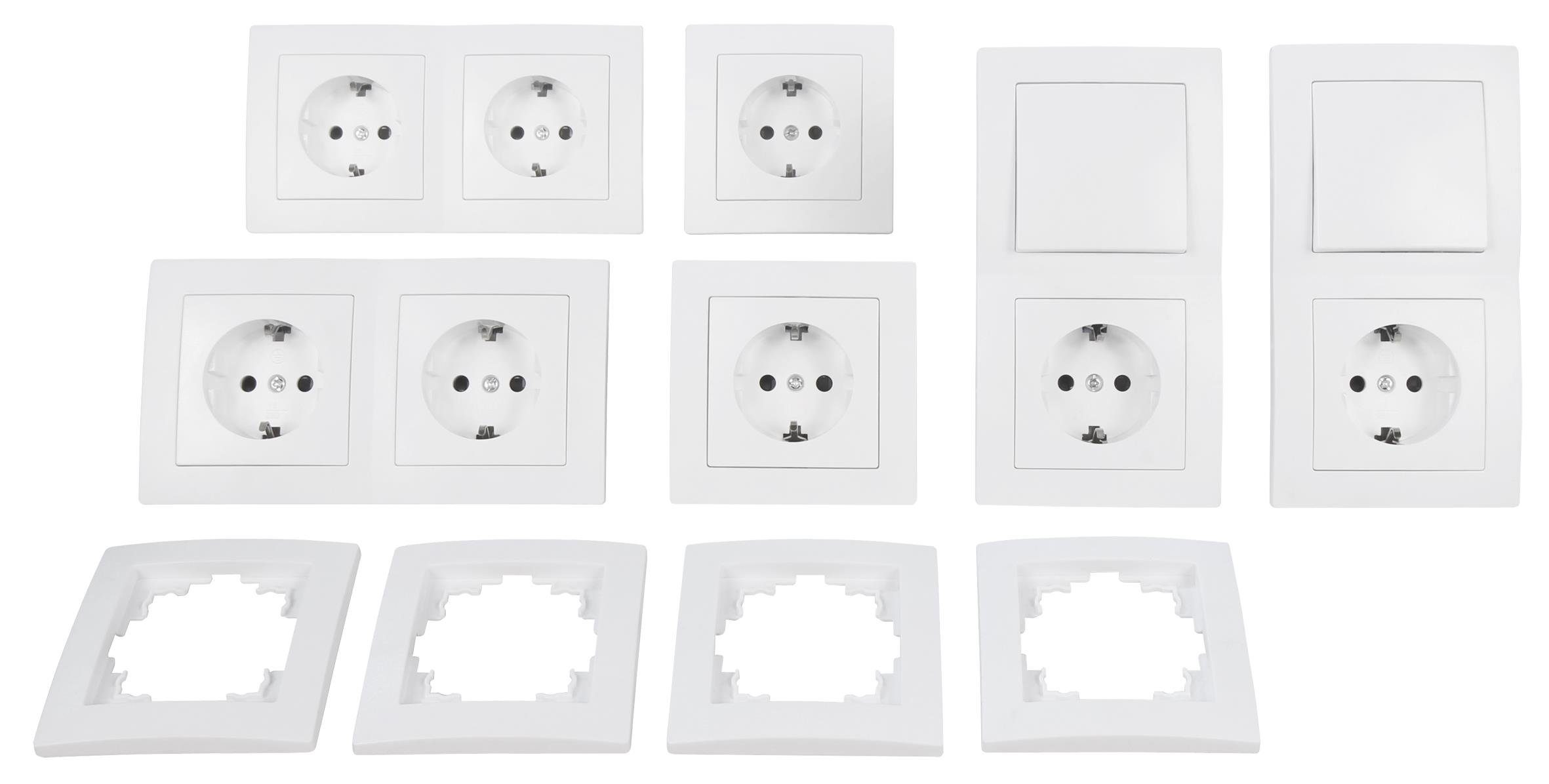 McPower Steckdose Schalter und Розетки Set McPower Flair Standard, 20-teilig, weiß