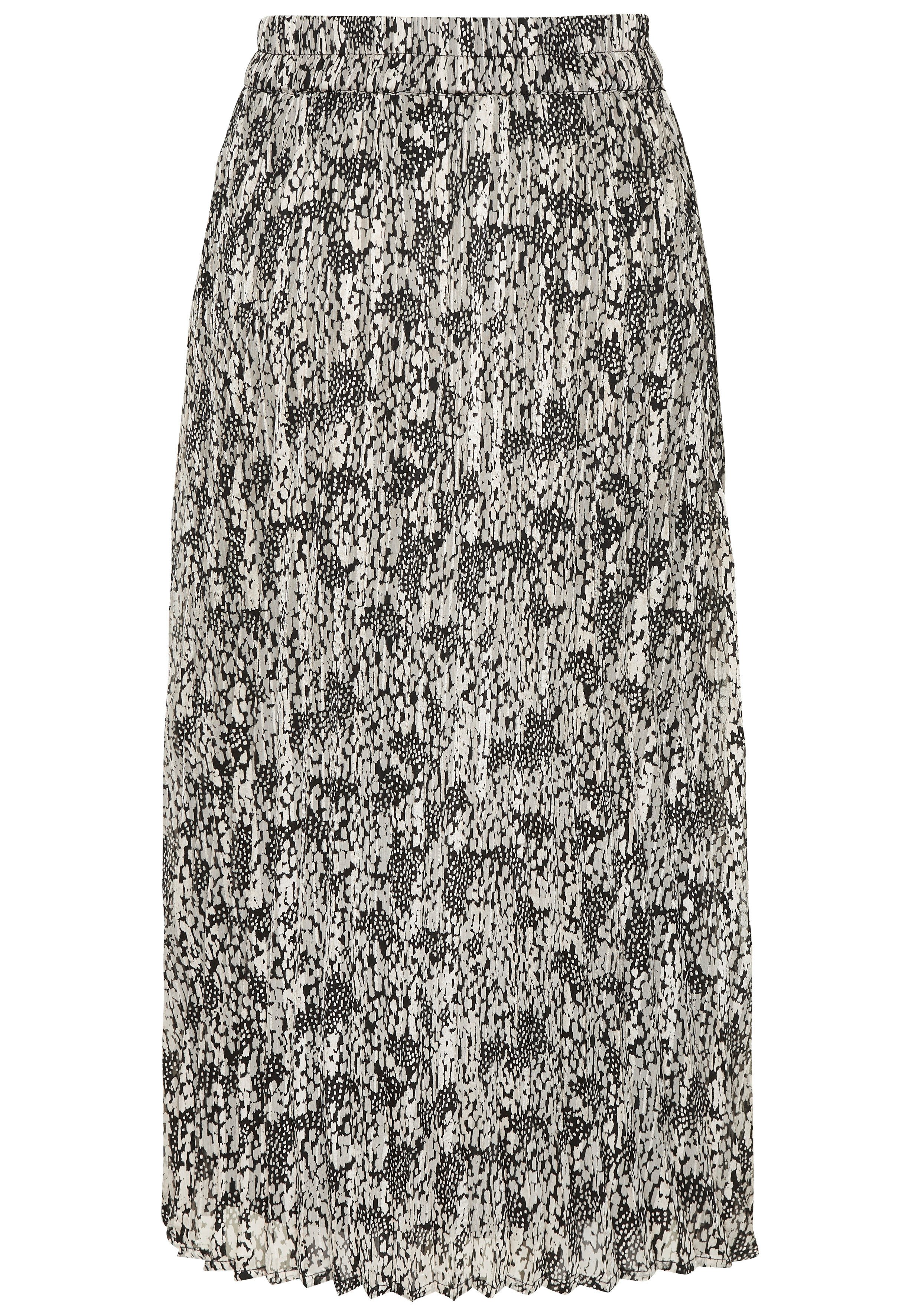 LASCANA Plisseerock aus leichter Chiffonware, Midirock mit Alloverprint, sommerlich