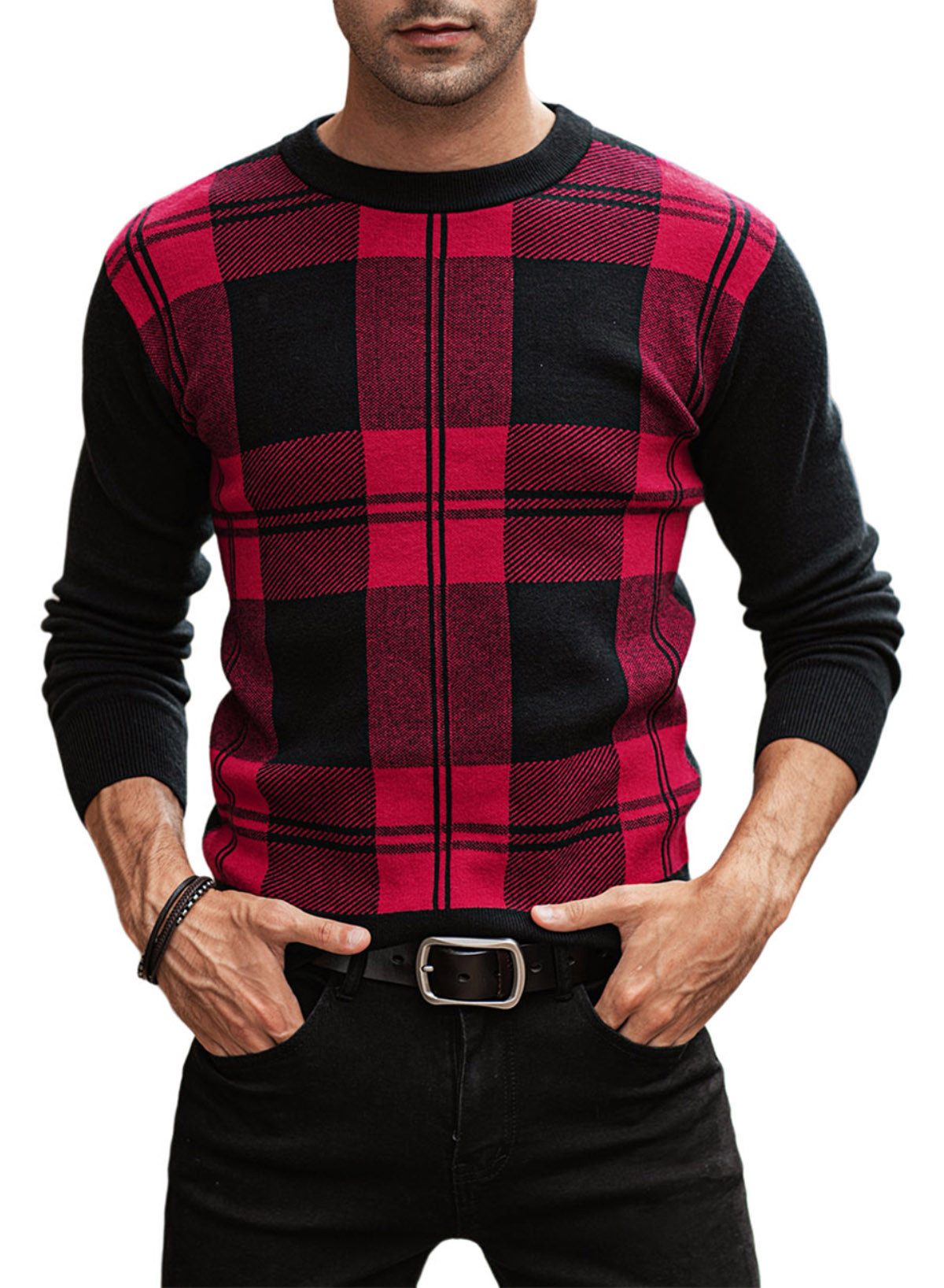 JMIERR Rundhalspullover Herren Basic Winterpullover Strickpullover Feinstrick Sweaters Casual