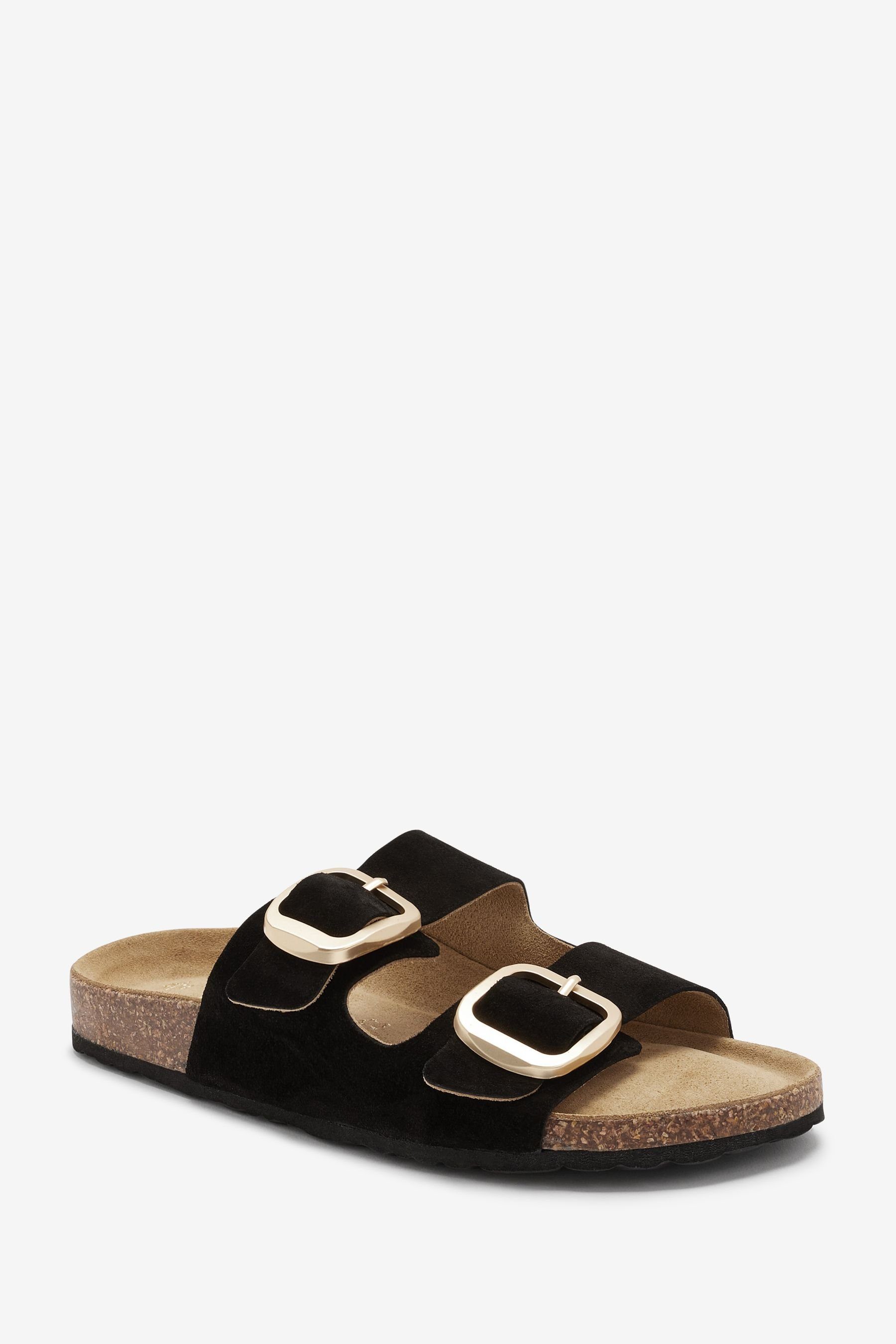 Next Sandalen aus Leder mit Doppelriemen Sandale Black (1-tlg) Fußbett und