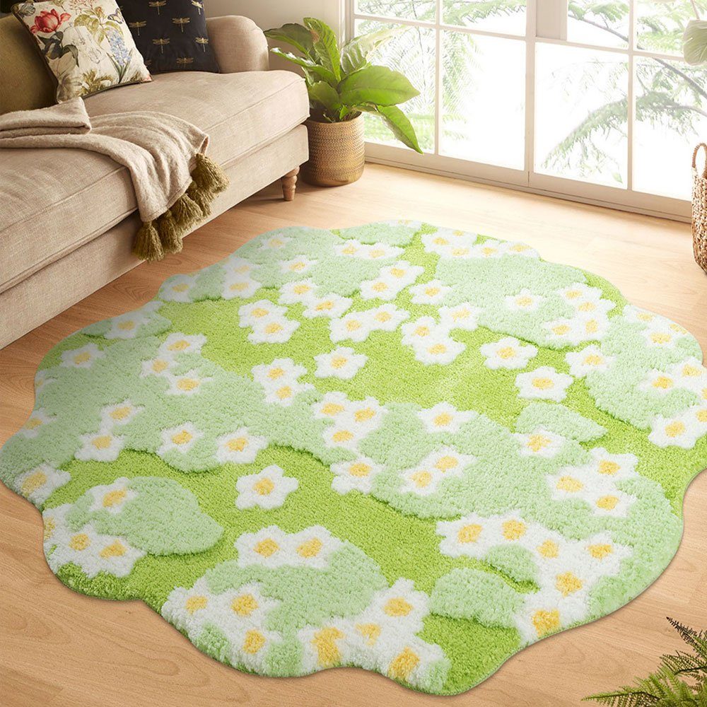 Fresh Minimalist Unregelmäßig Modern Little LAKKEC, Fashion Carpet, 100*100cm Teppich Grass