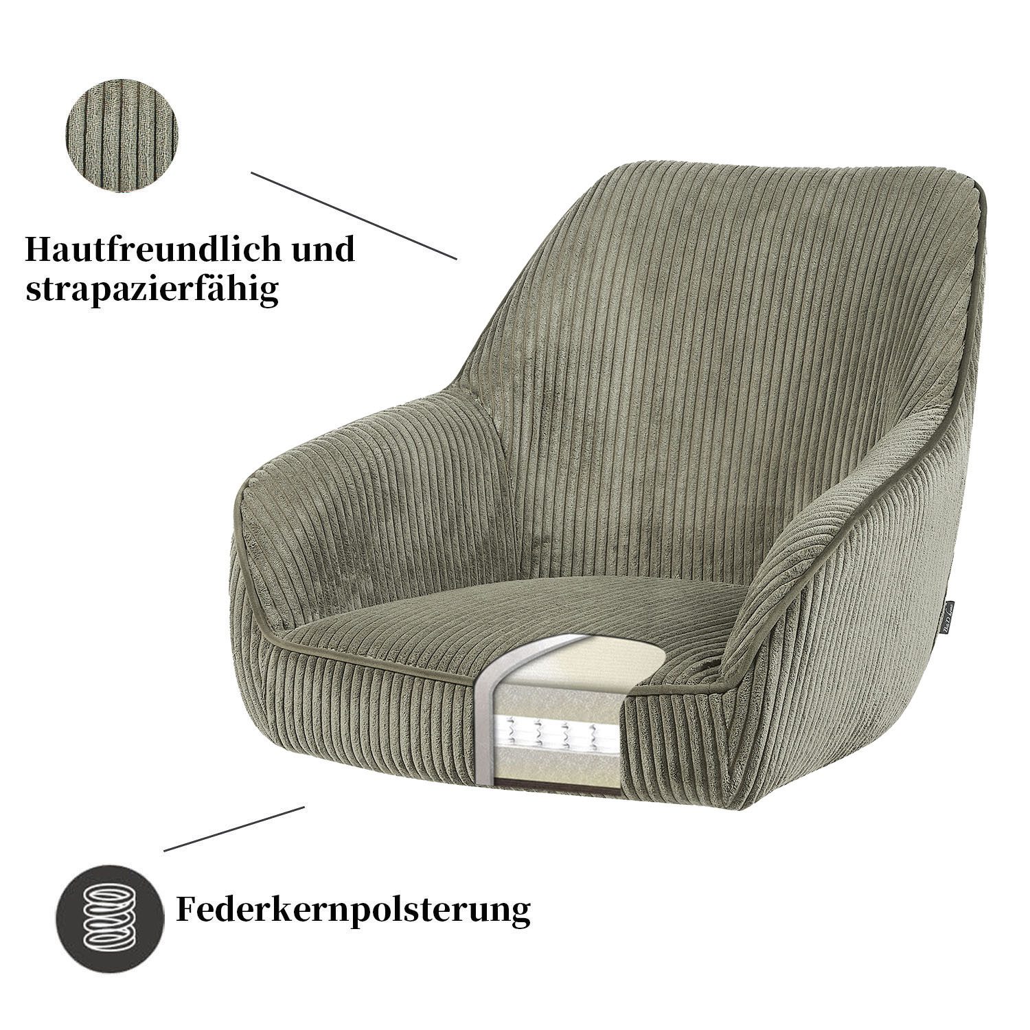 B&D home Polsterstuhl ARVIT (1 St), Federkern, drehbares Metallgestell, mit Armlehnen