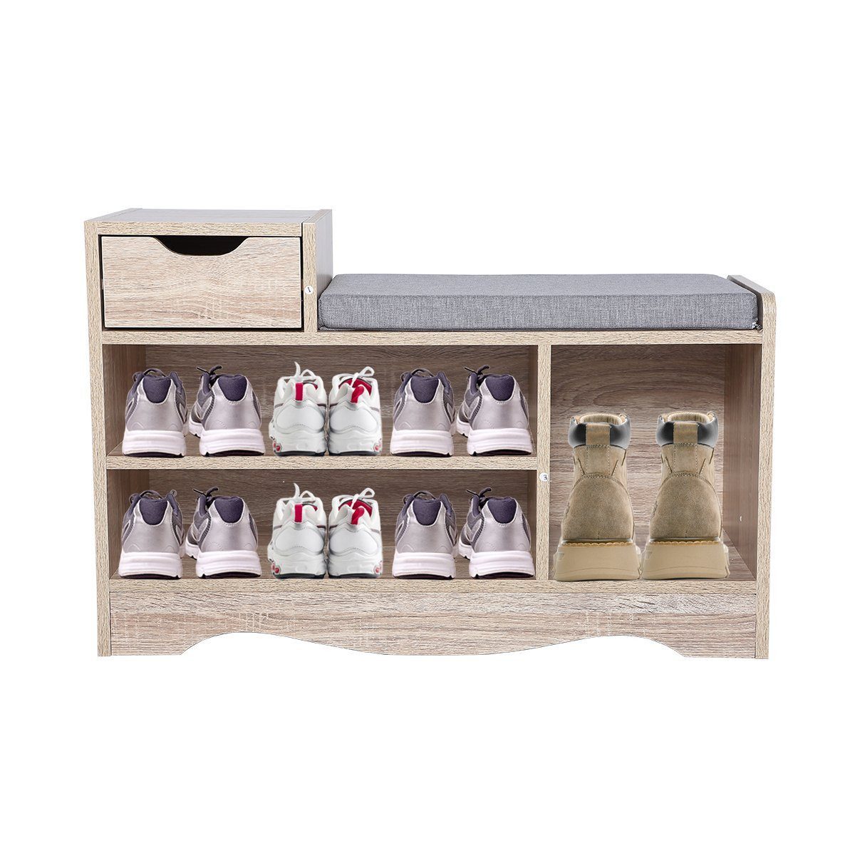 Happy Home Schuhbank Schuhbank mit Sitzkissen Schuhschrank für 6-8 Paar Schuhe gepolstert