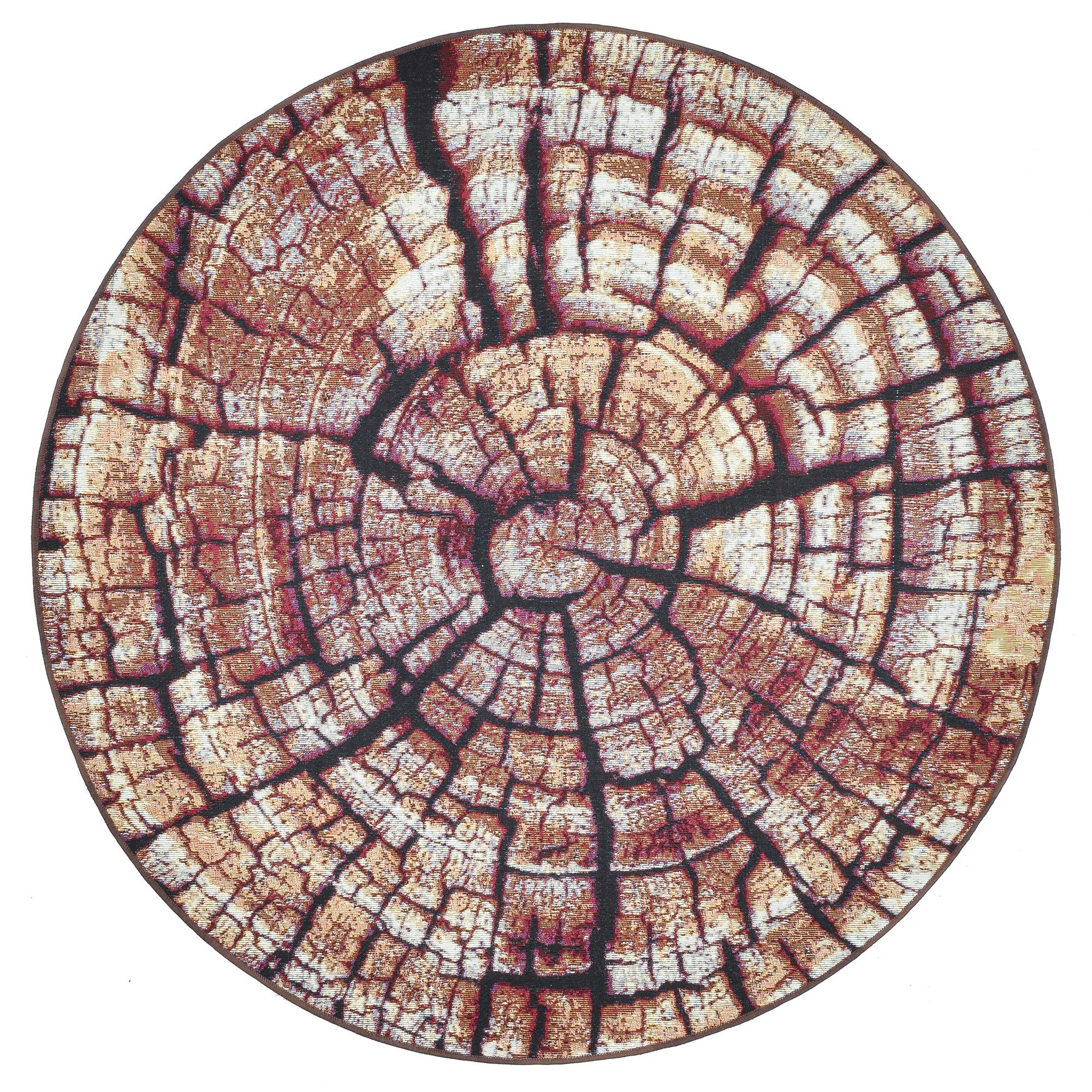 Gino Falcone Teppich Aurora GF-095, rund, Höhe: 5 mm, Holz Optik, ideal im Wohnzimmer & Schlafzimmer