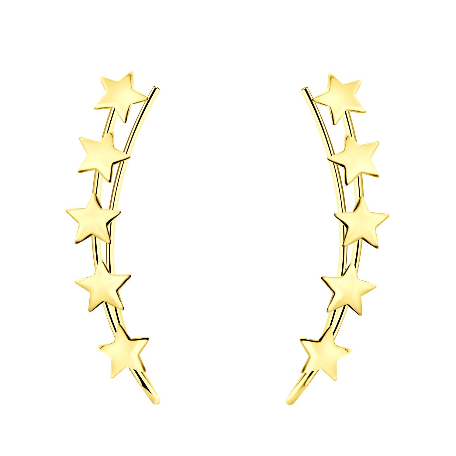 LÖB Ohrklemme 925 Silber Gold Ohrringe Sterne Ohrklemme Ohrmanschette Ohrkletterer (Geschenke für Frauen Damen Beste Freundin Mutter Mama Ehefrau Oma sie zum Geburtstag Schmuck Herbst Oktoberfest, Inkl. Schmuckbox), Ohrstecker Ohr Kletterer Minimalistisch