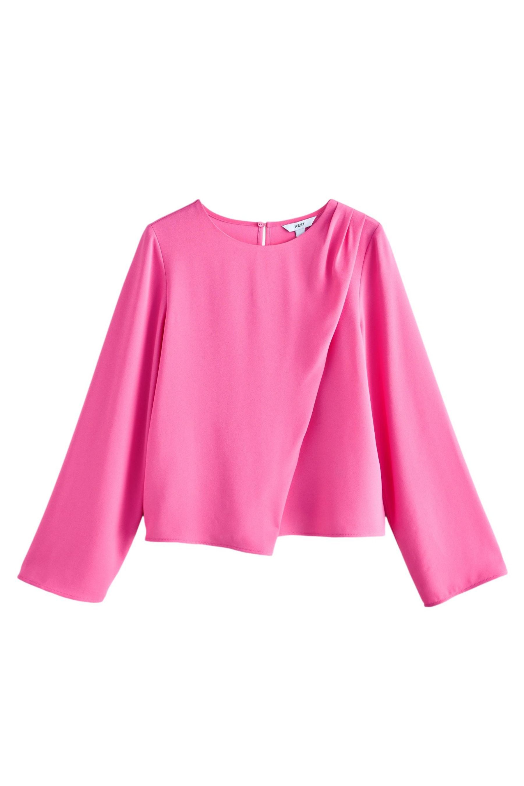 Langarmbluse Asymmetrisch drapiertes Langarm-Top