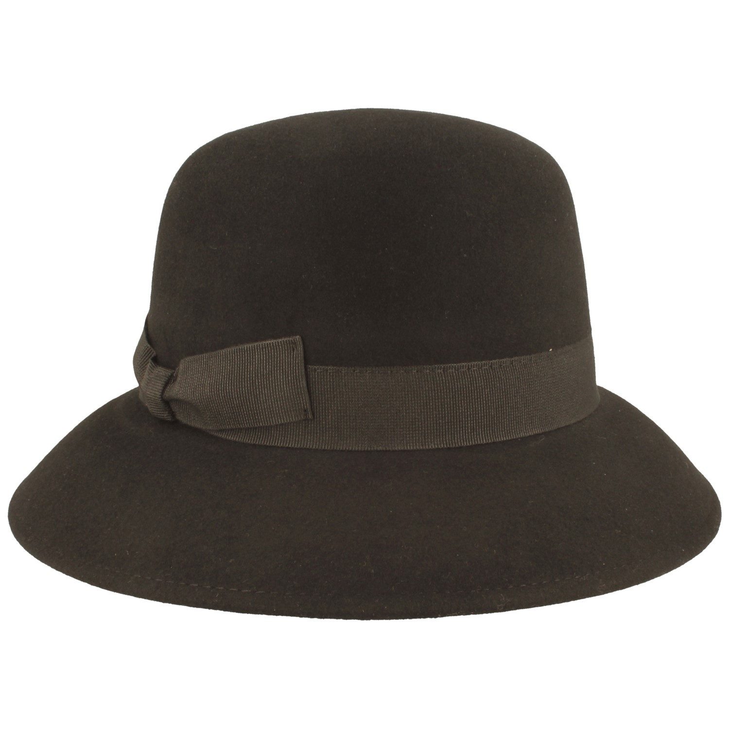 Breiter Filzhut Rollbare Glocke im unifarbenen Look aus Wolle und Kaschmier