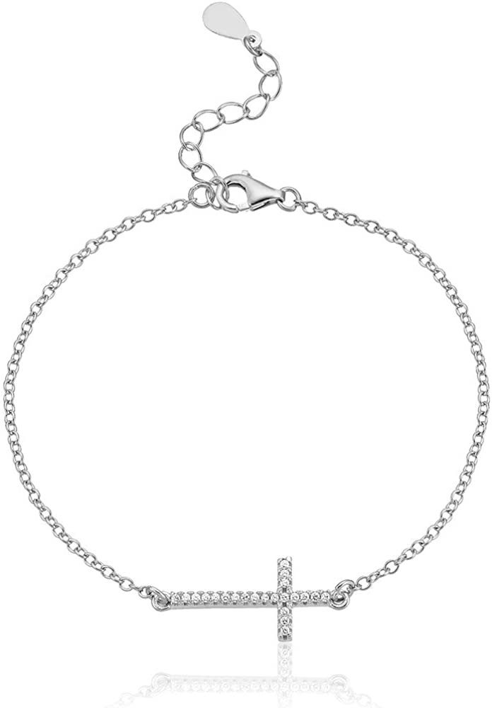 Karisma Silberarmband Karisma Damen Armband Silber 925 Kreuz Zrikonia Weiss, mit Verlängerung 3cm