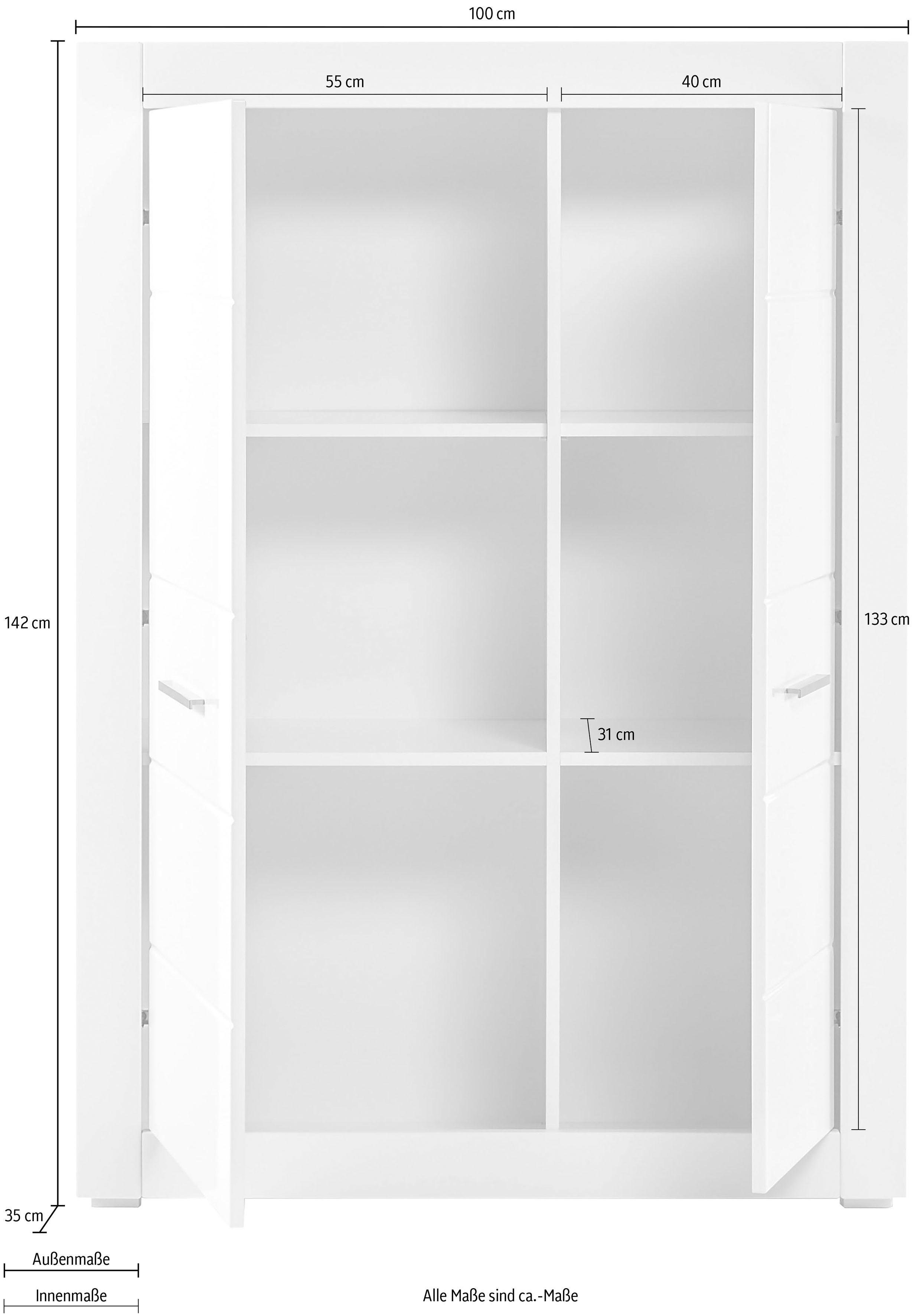 Home affaire Mehrzweckschrank Bianco, moderner Schrank, Wohnzimmerschrank in Weiß Hochglanz silberne Metallgriffe, universal einsetzbar, ausreichend Stauraum – Bild 4 von 5