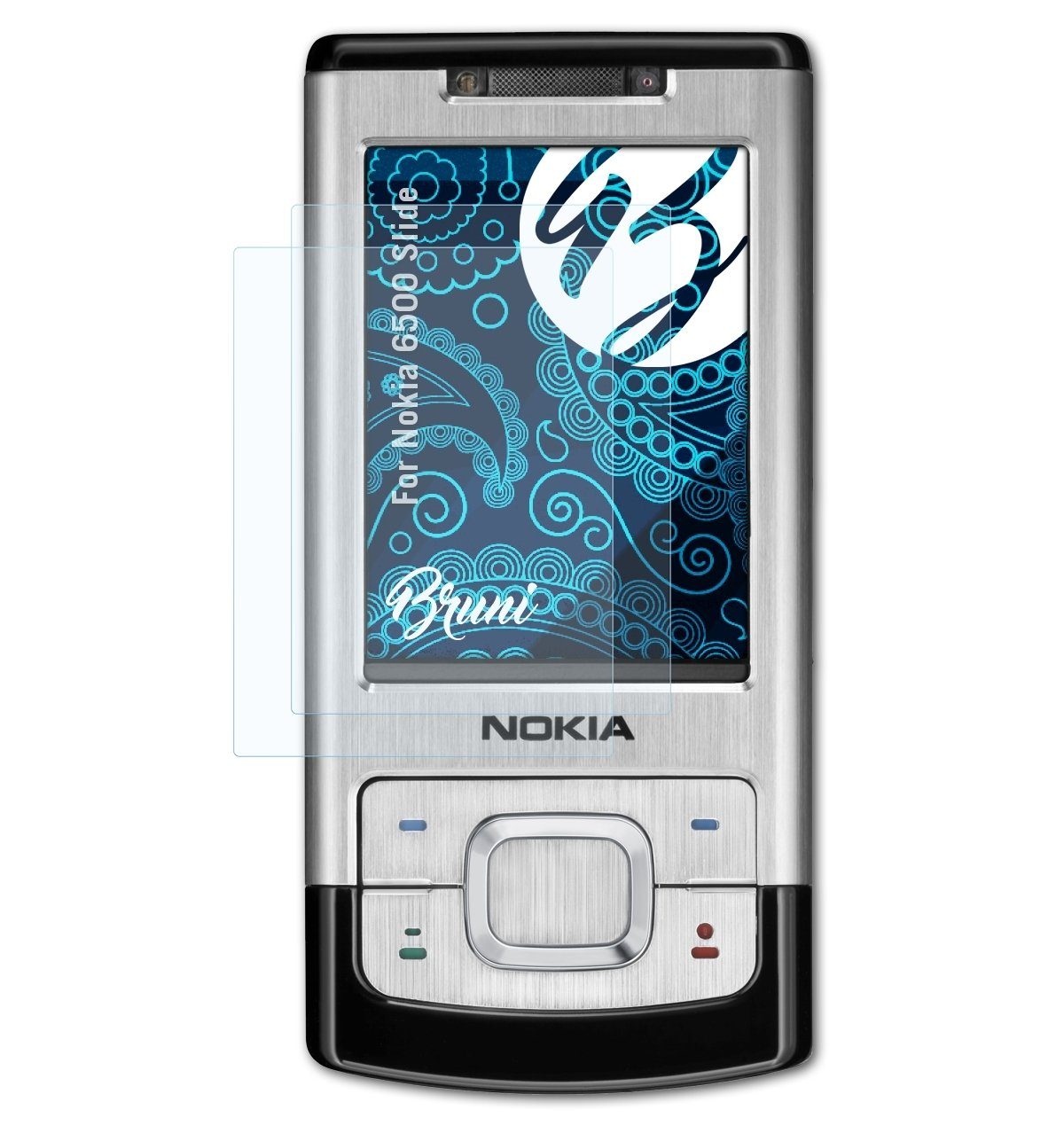 Bruni Schutzfolie Glasklare Displayschutzfolie für Nokia 6500 Slide, (2 Folien), praktisch unsichtbar