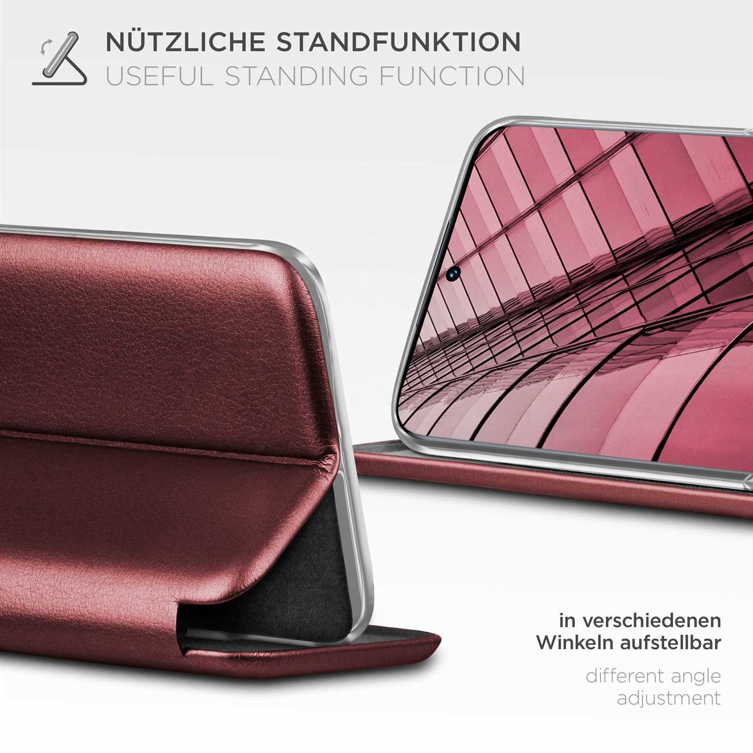 ONEFLOW Handyhülle für Xiaomi 12 Premium Hülle Business Cover Rot 6,28 Zoll, 360 Grad Schutzhülle Flip Case Etui Klapphülle Dünn Leder Handy Tasche