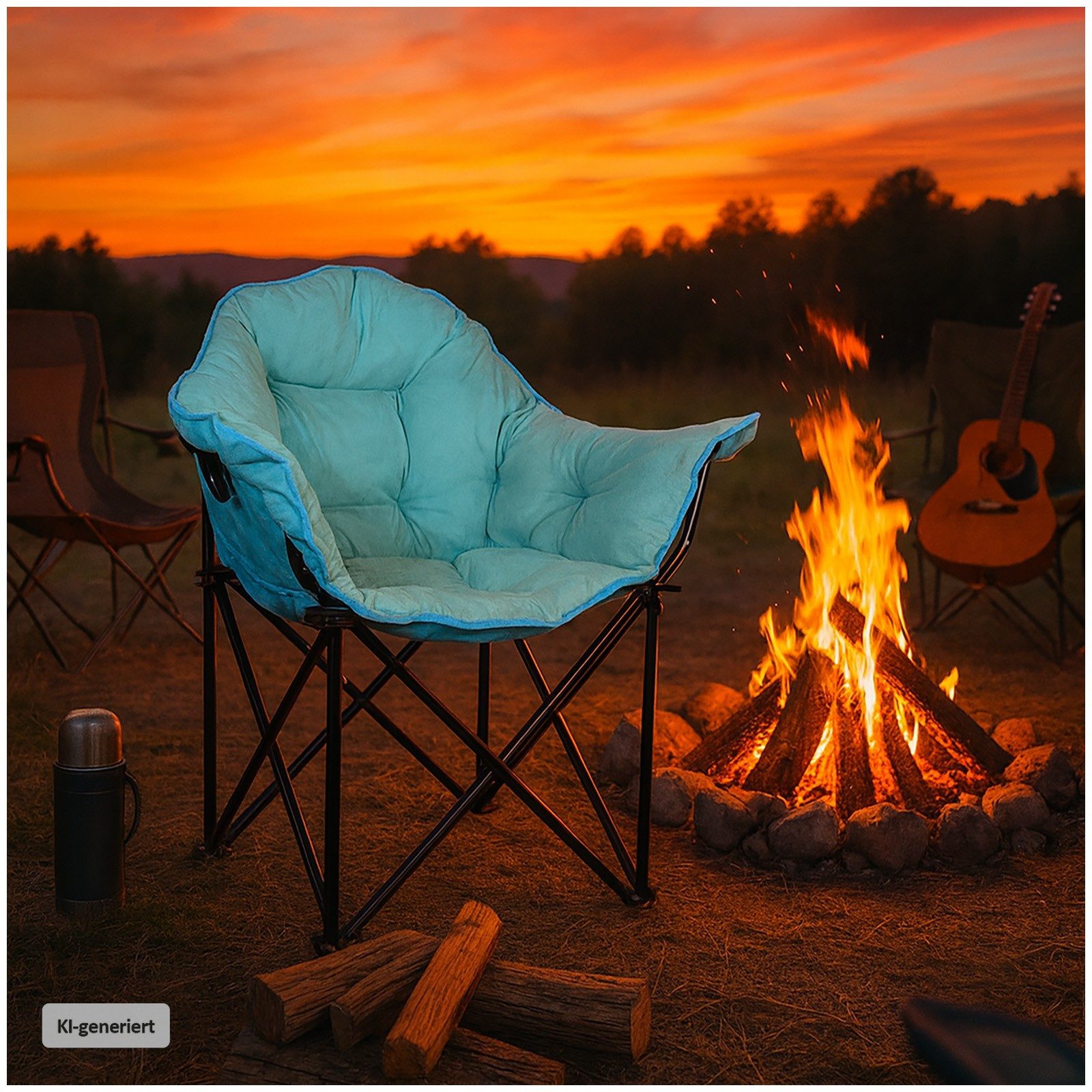 HTI-Living Klappstuhl Klappbarer Komfortsessel mit weichem Velvet Bezug (Stück), Campingstuhl