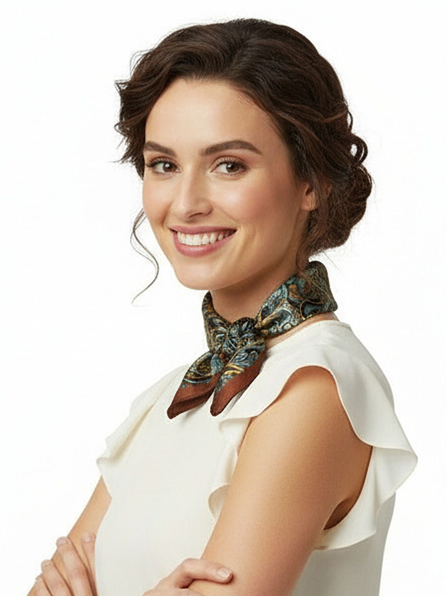 Moschen-Bayern Halstuch Halstuch Damen Herren Nickituch Seidentuch Seidenhalstuch Braun Blau