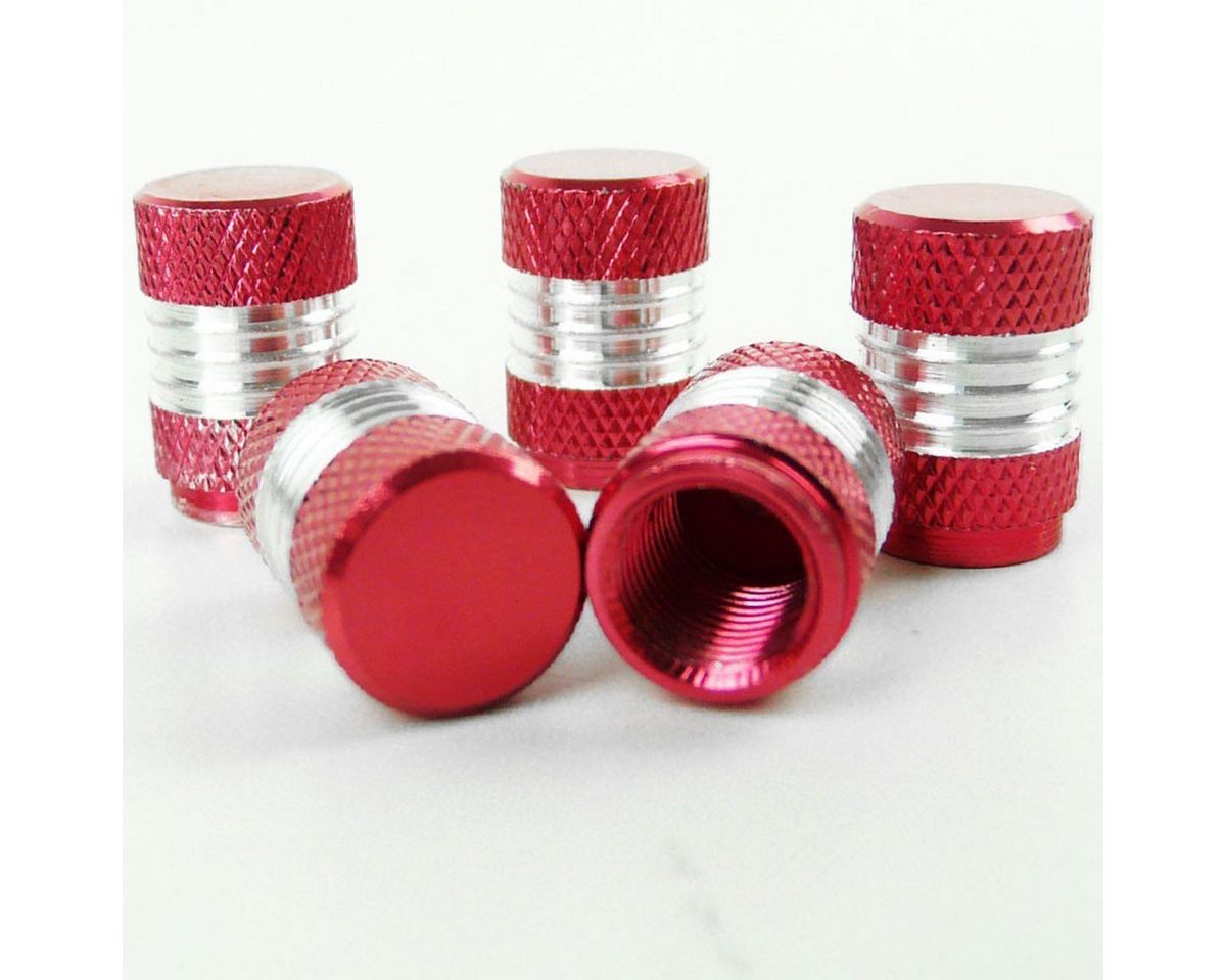 Thumbnail - All Ride Ventilkappe Ventilverschlüsse aus Aluminium in rot silber 5Stück 17mm Ventilkappen, (5-St), Standard-Gewinde