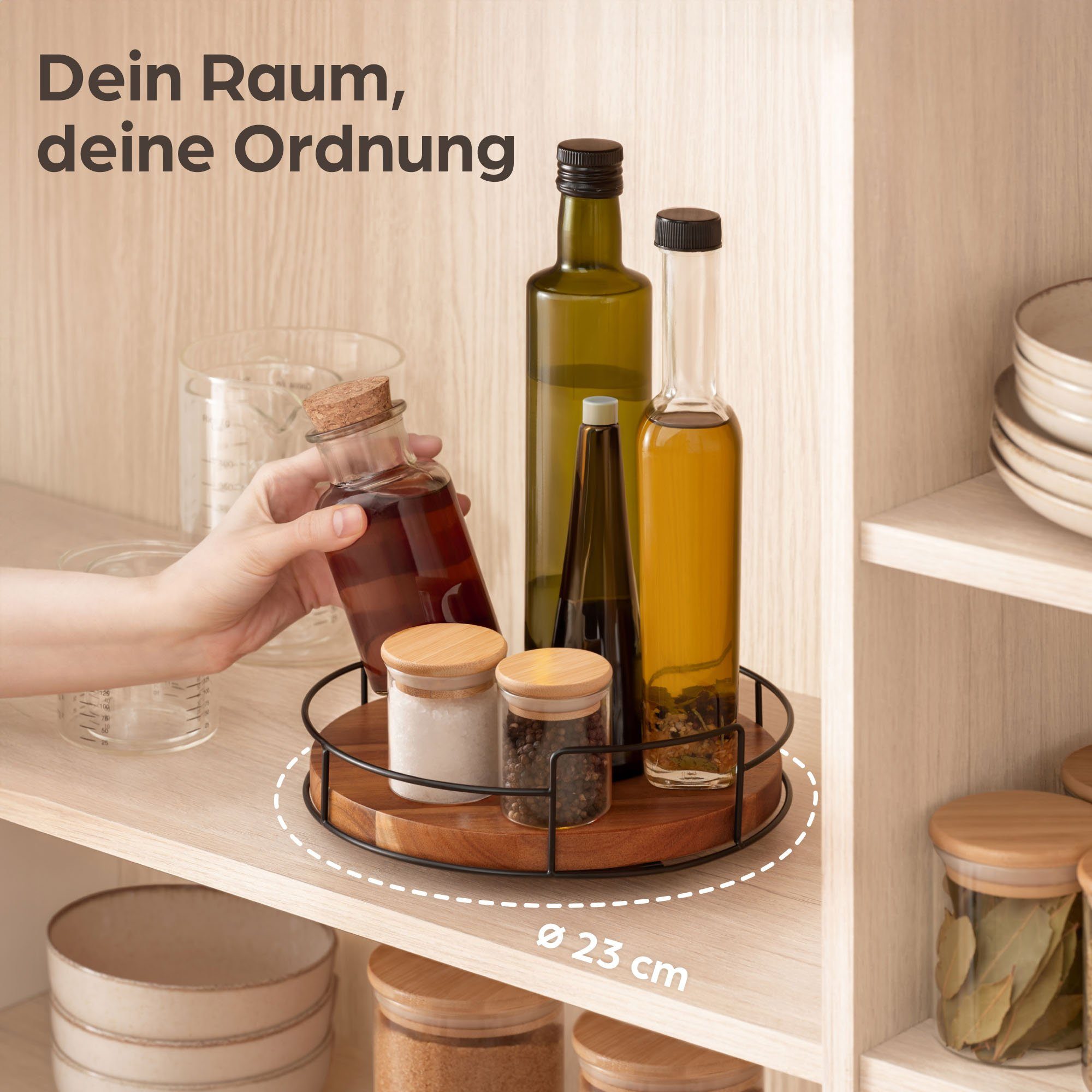 Praknu Gewürzkarussell Lazy Susan Drehteller Holz - Aus nachhaltigem FSC Ak günstig online kaufen