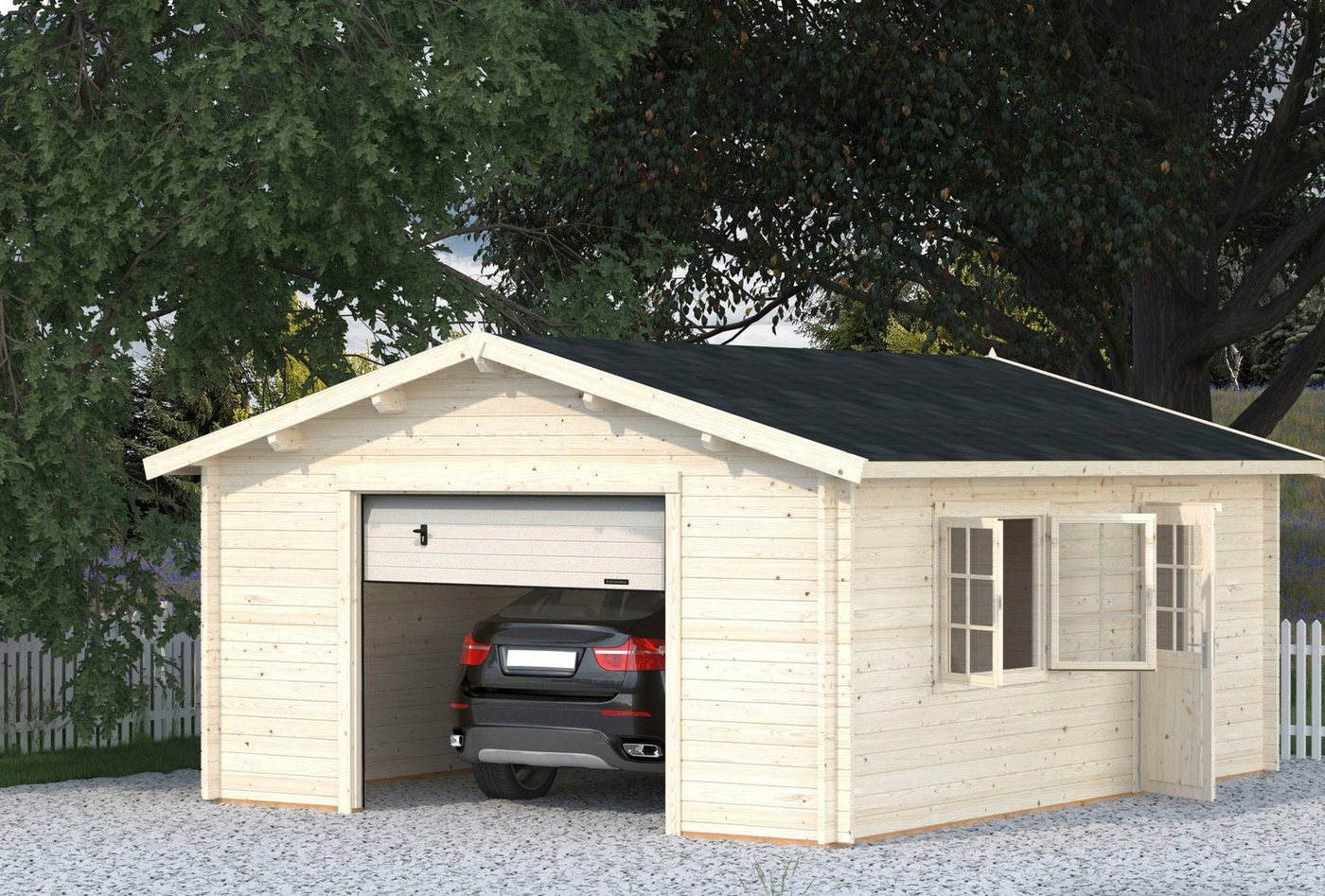 Thumbnail - Palmako Garage Roger, BxTxH: 470x570x287 cm, mit Sektionaltor, transparent