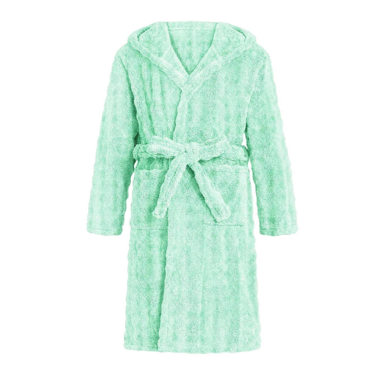 LuxusKollektion Relaxanzug Kinderbademantel Flanell Kapuze Unisex Grün 4-6 Jahre