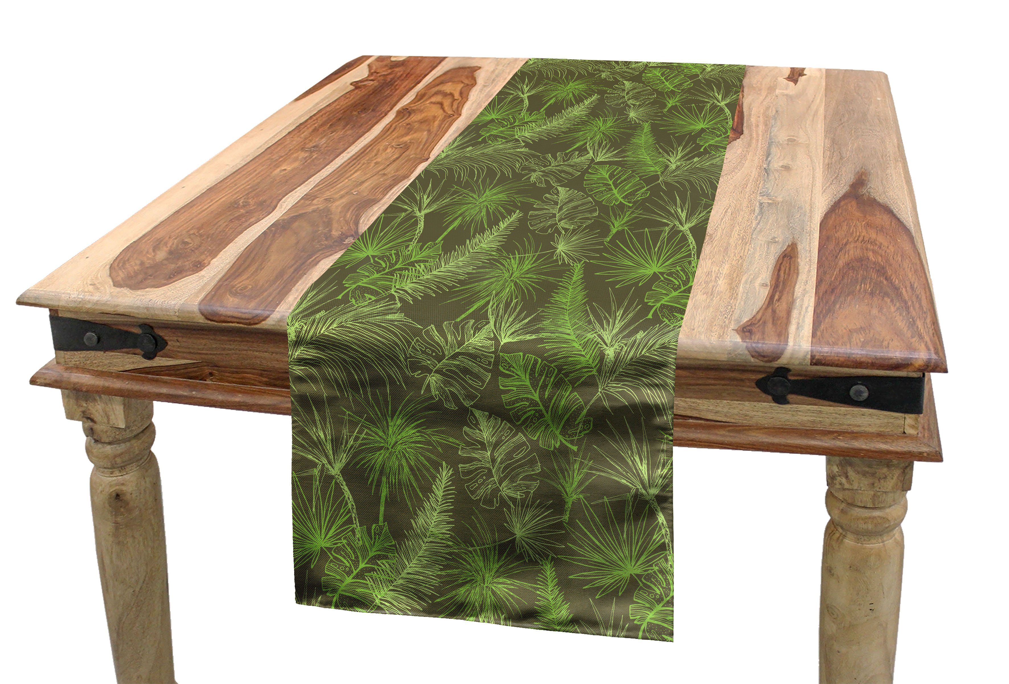 Abakuhaus Tischläufer Esszimmer Küche Rechteckiger Dekorativer Tischläufer, Dschungel-Laub Palmen Blätter | Tischläufer